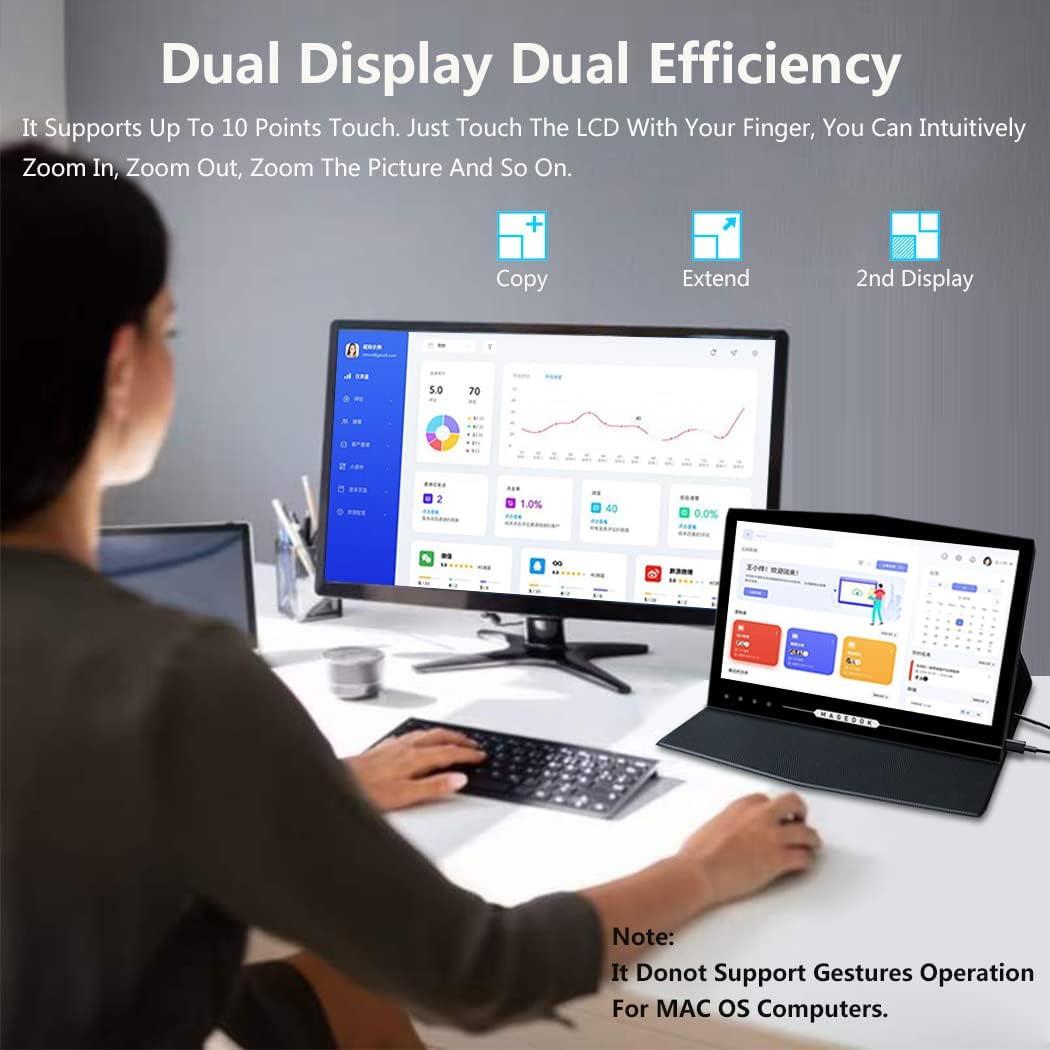 Monitor Portátil OLED 13.3" Magedok 2K Táctil 100% DCI-P3