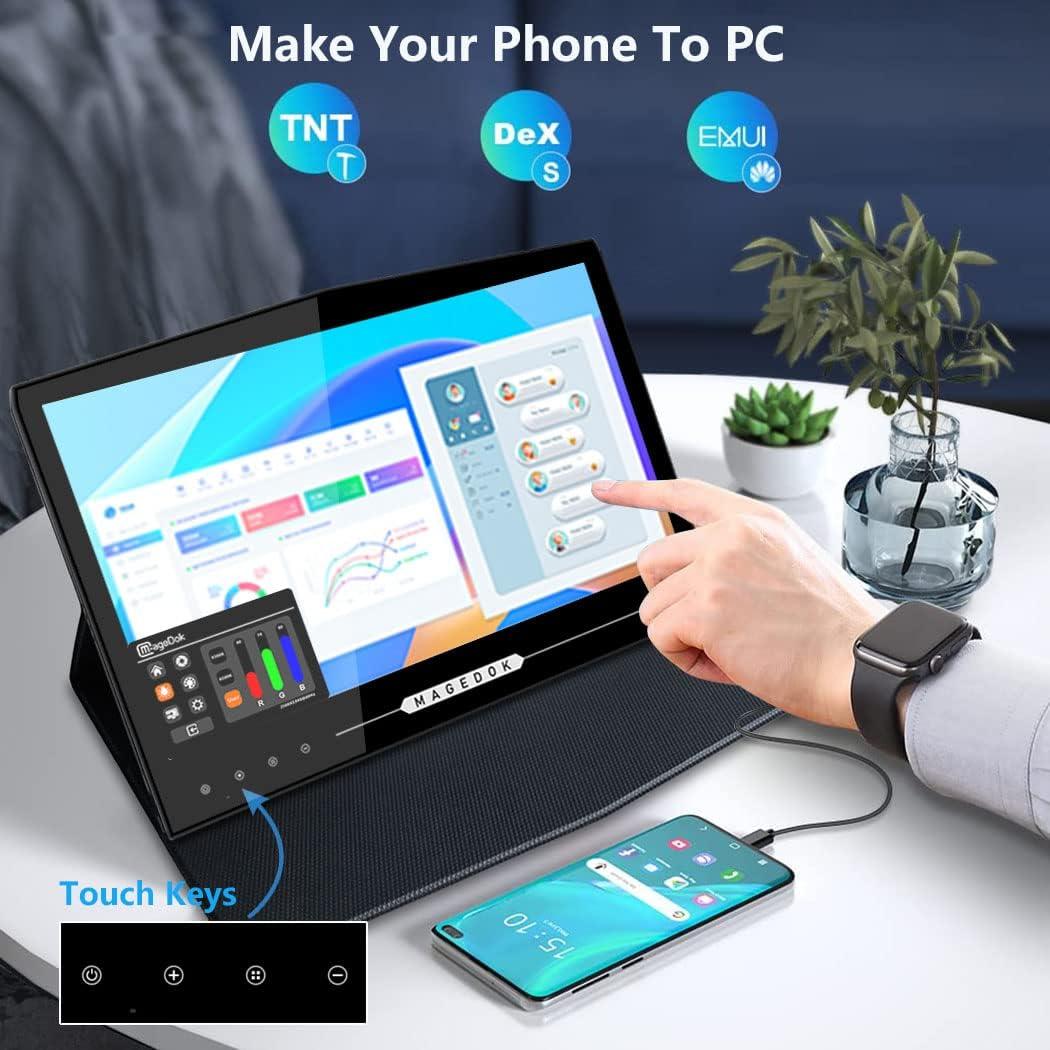 Monitor Portátil OLED 13.3" Magedok 2K Táctil 100% DCI-P3