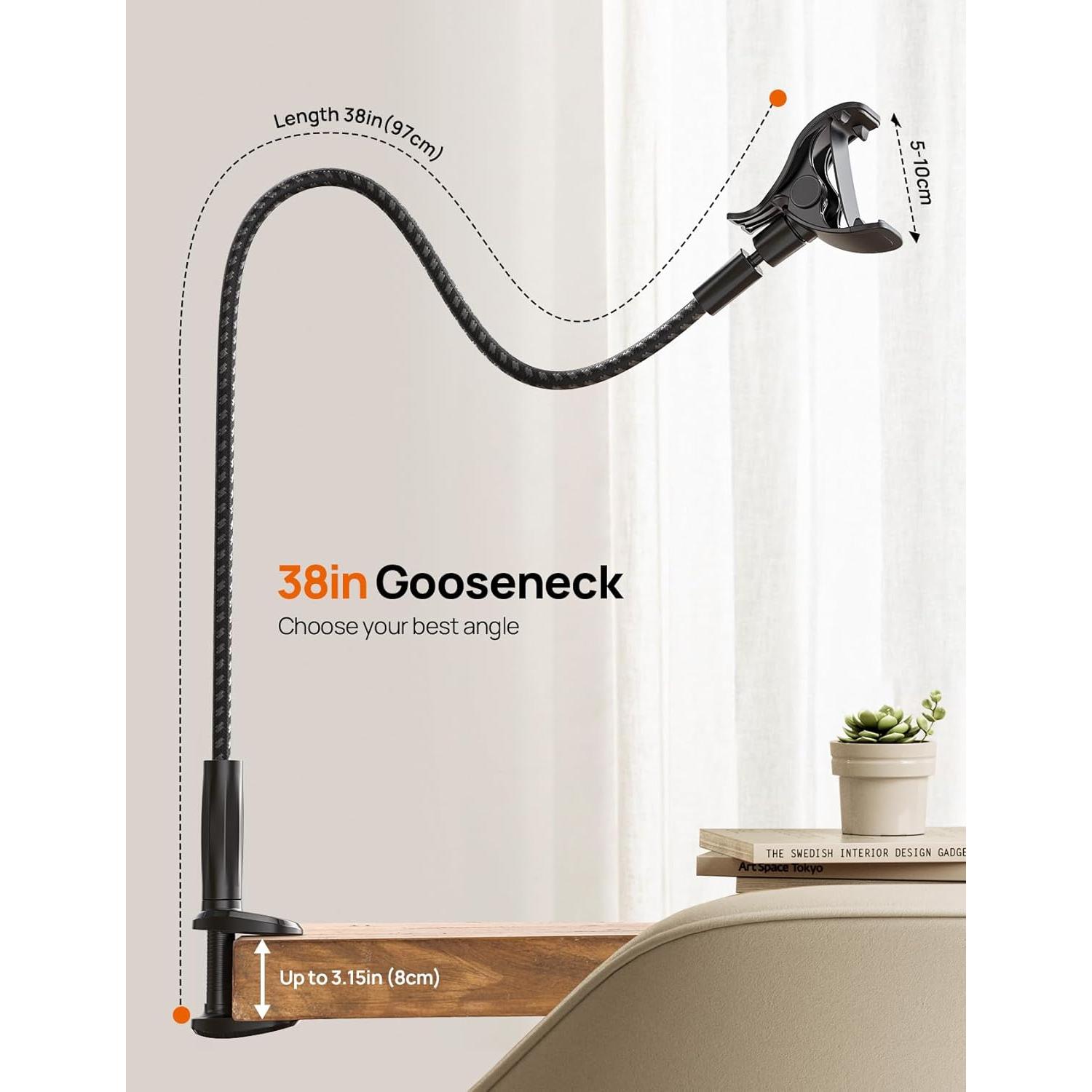 Soporte para teléfono Aomiker cuello de ganso 96 cm clip 80 mm