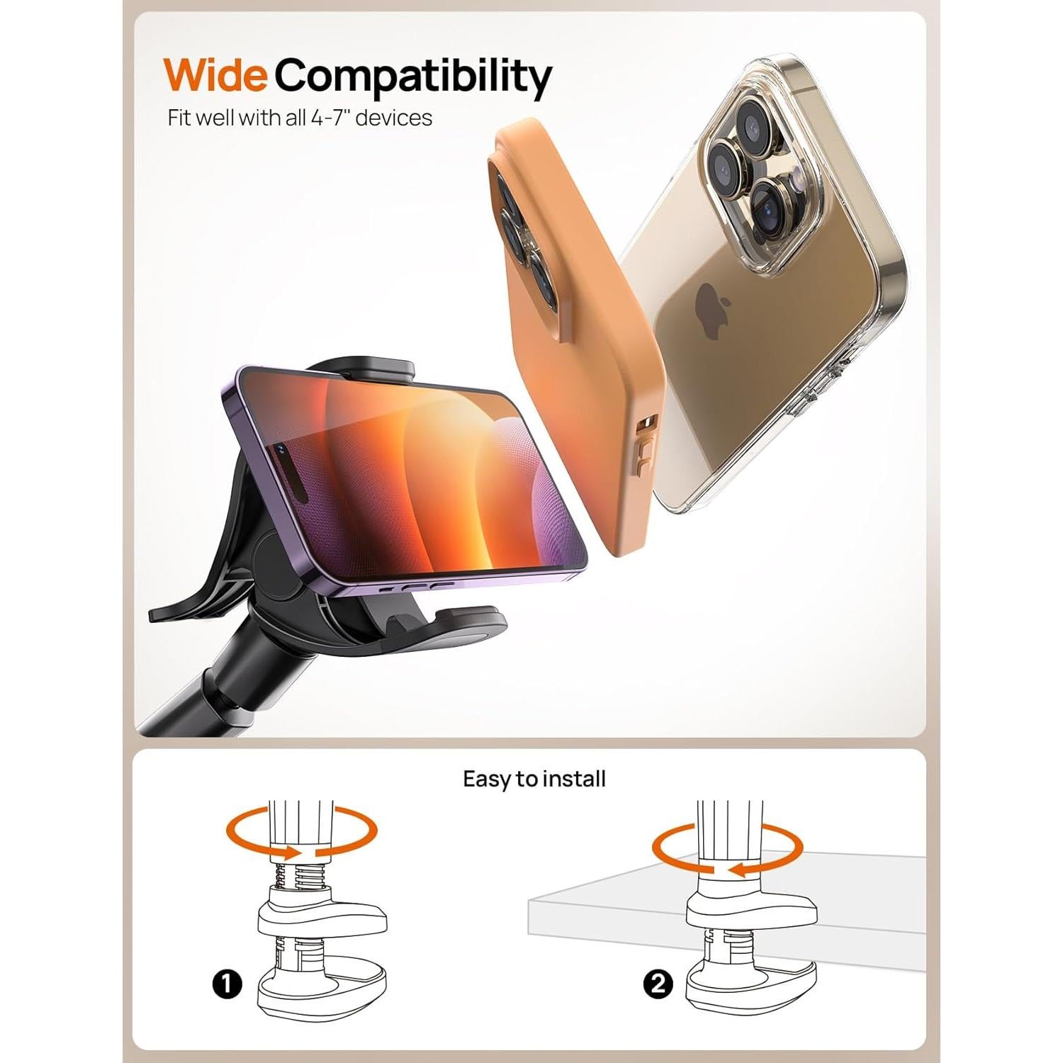 Soporte para teléfono Aomiker cuello de ganso 96 cm clip 80 mm