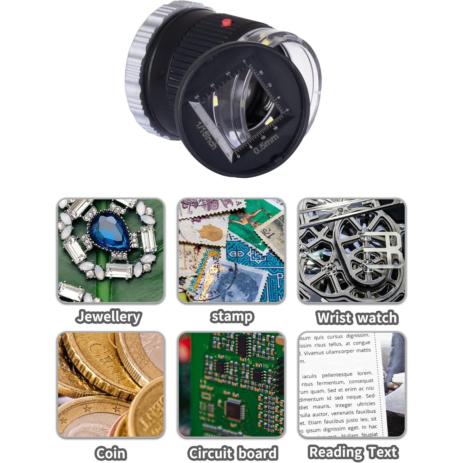 Lupa JARLINK 30X con Luz LED Ajustable para Joyería