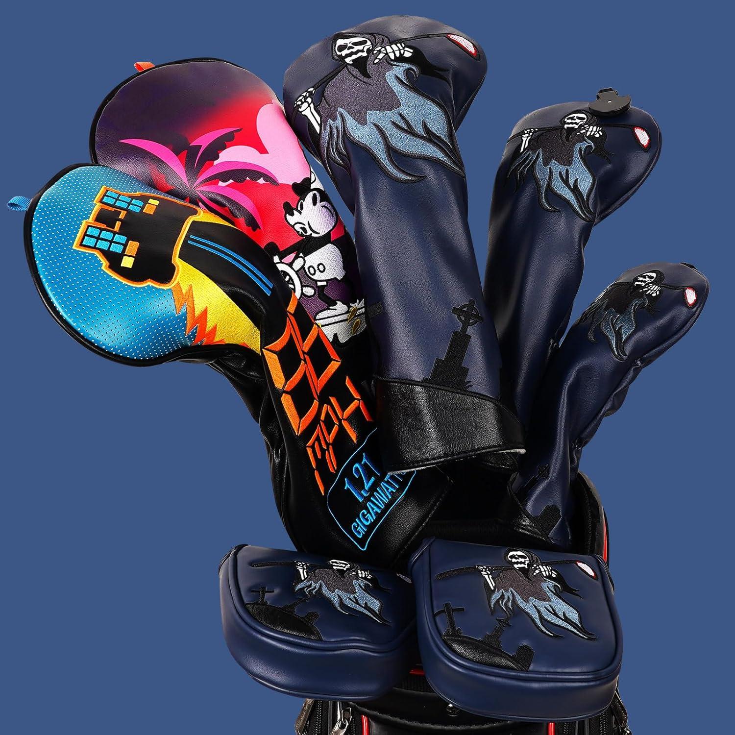 Funda de Golf LZFAN 3PCS Camuflaje Cuero PU Ajustable