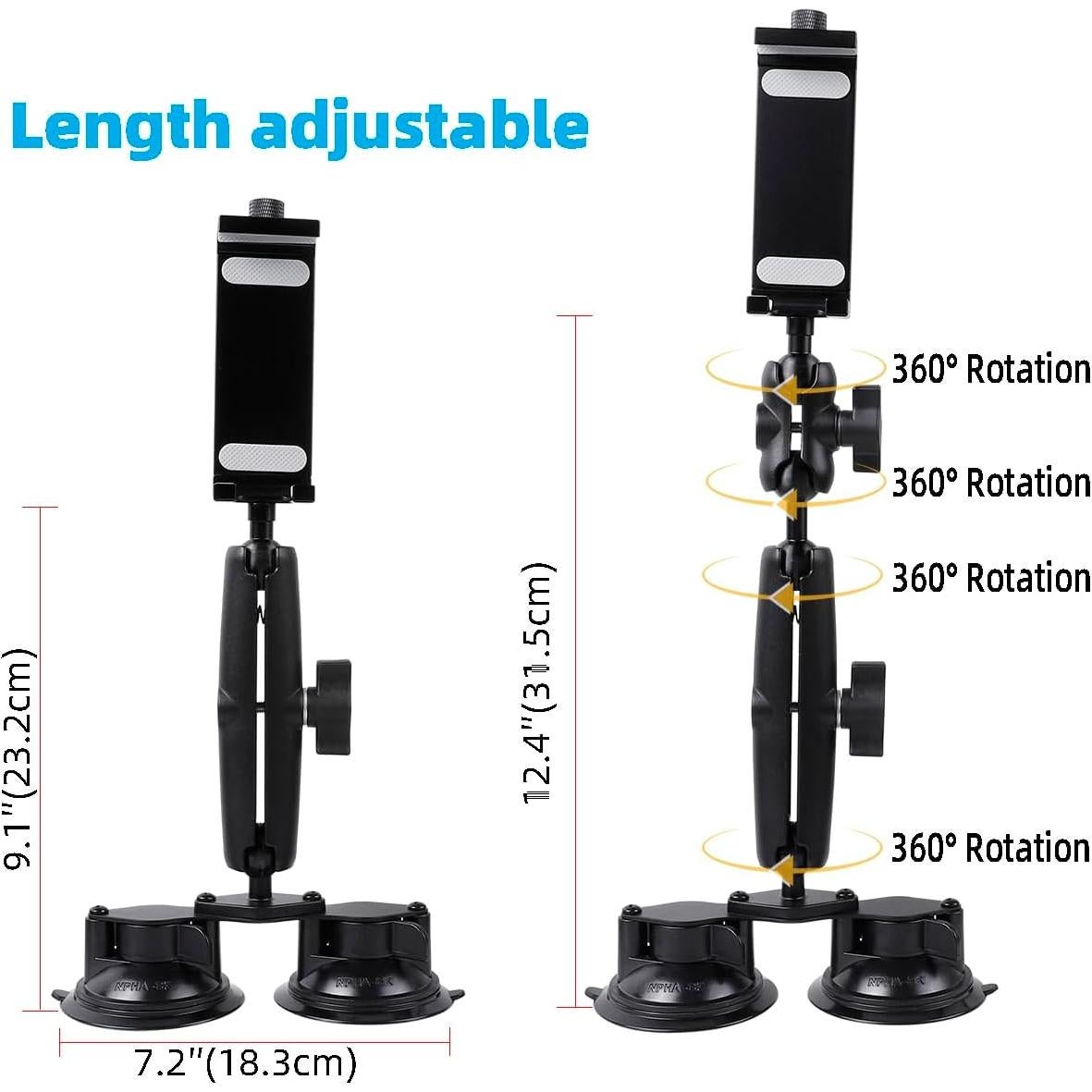Soporte de Tableta Aluminio Doble Ventosa 360° para iPad