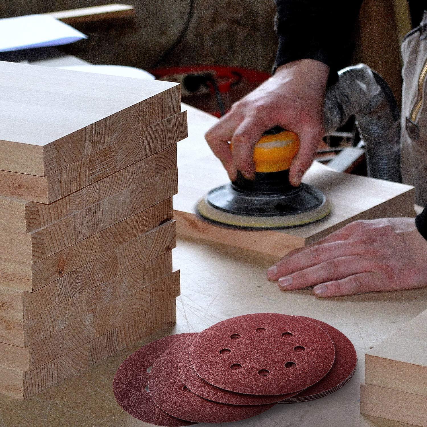 100 Discos de Lijado 5" 40 Grano Tongbay con Gancho y Bucle