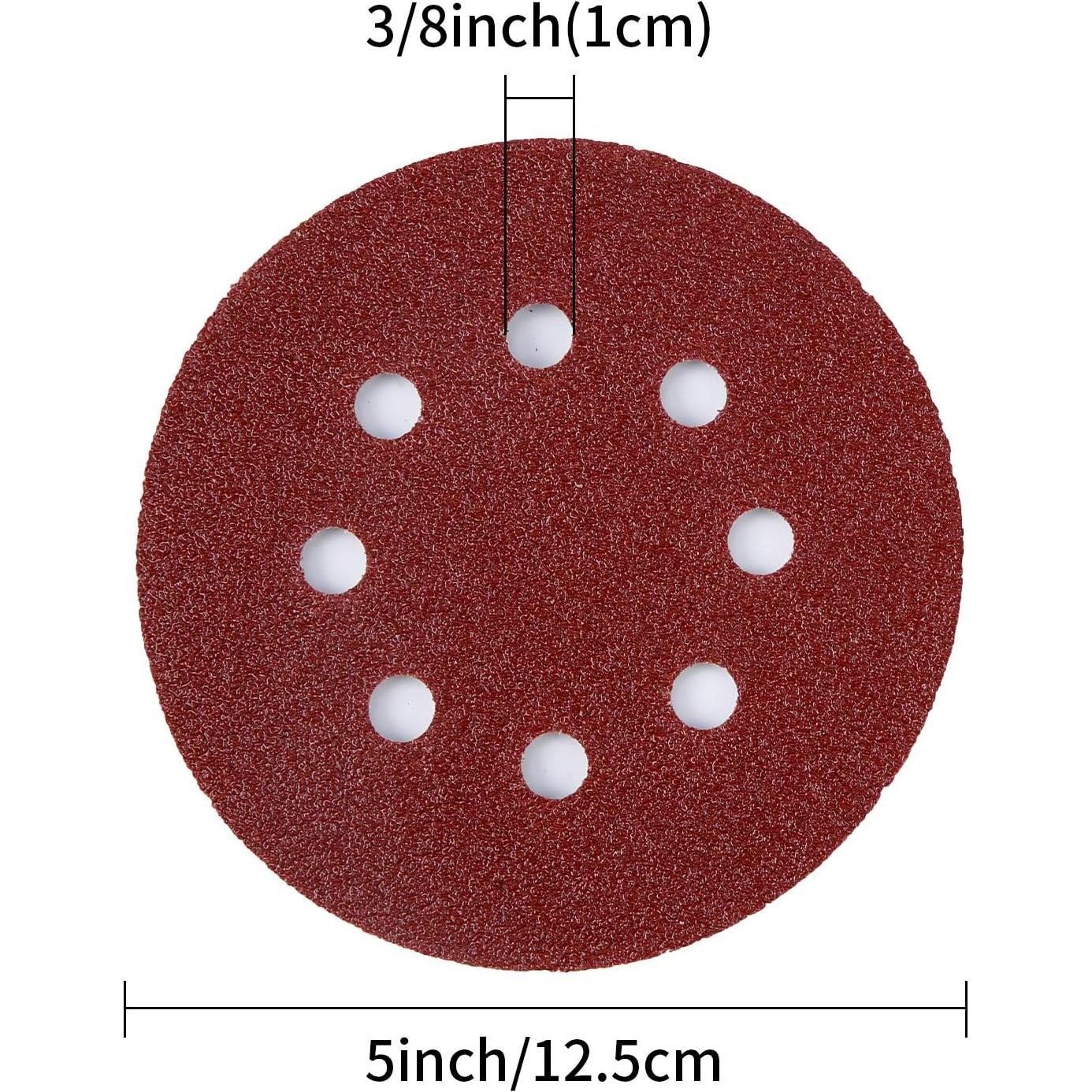 100 Discos de Lijado 5" 40 Grano Tongbay con Gancho y Bucle