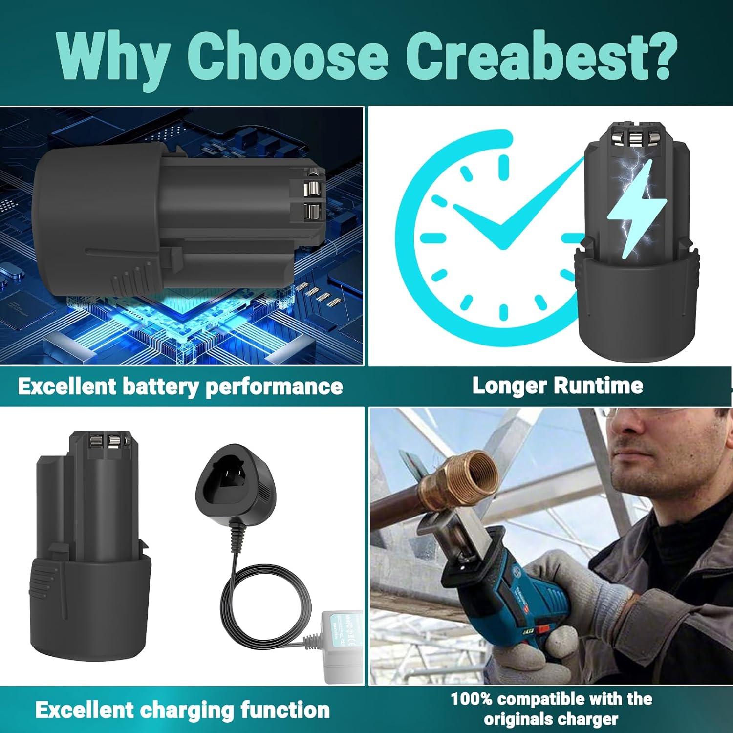 Batería de Reemplazo Li-ion 10.8V Creabest + Cargador