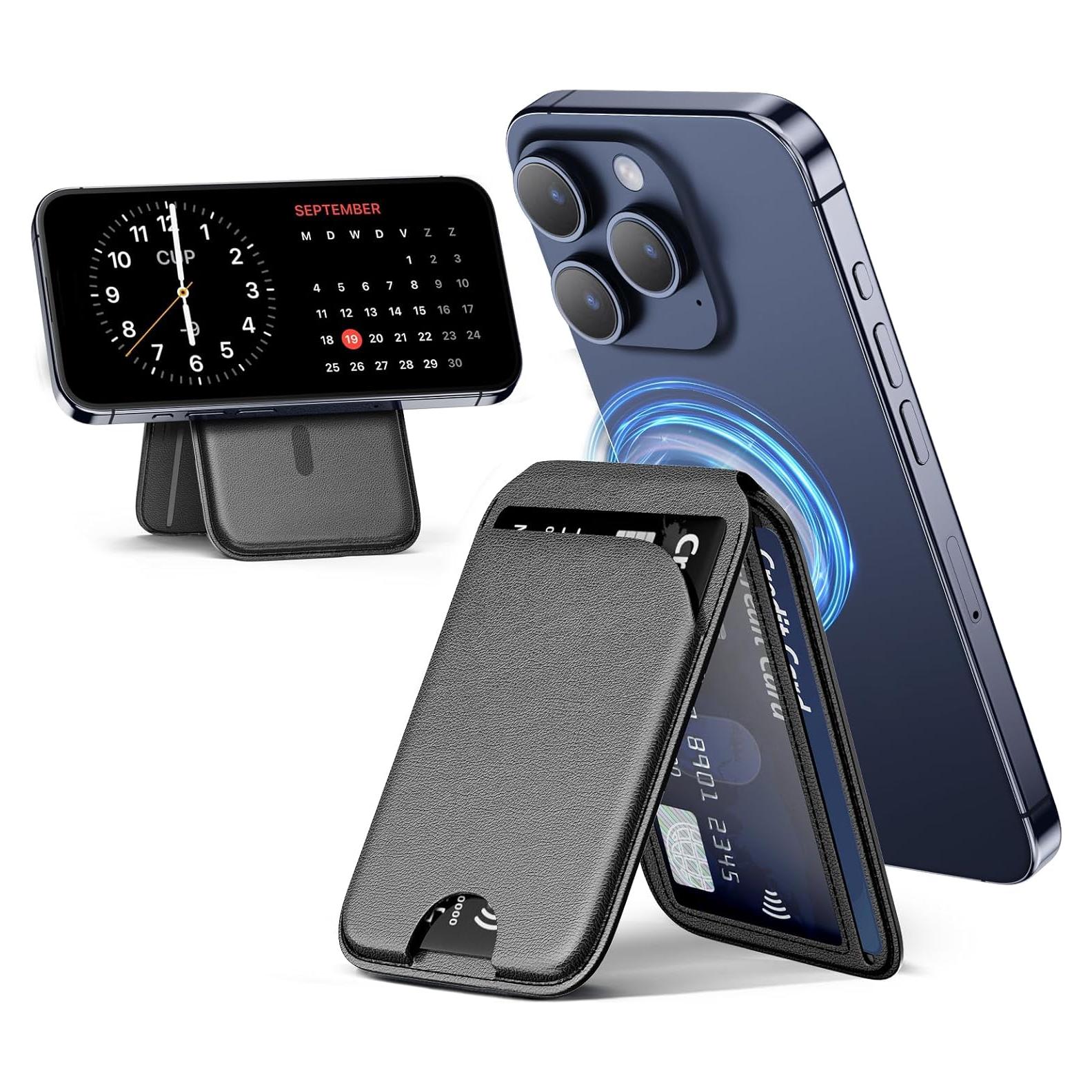 Billetera Magnética Mag-Safe para iPhone 16/15/14/13/12 Negra