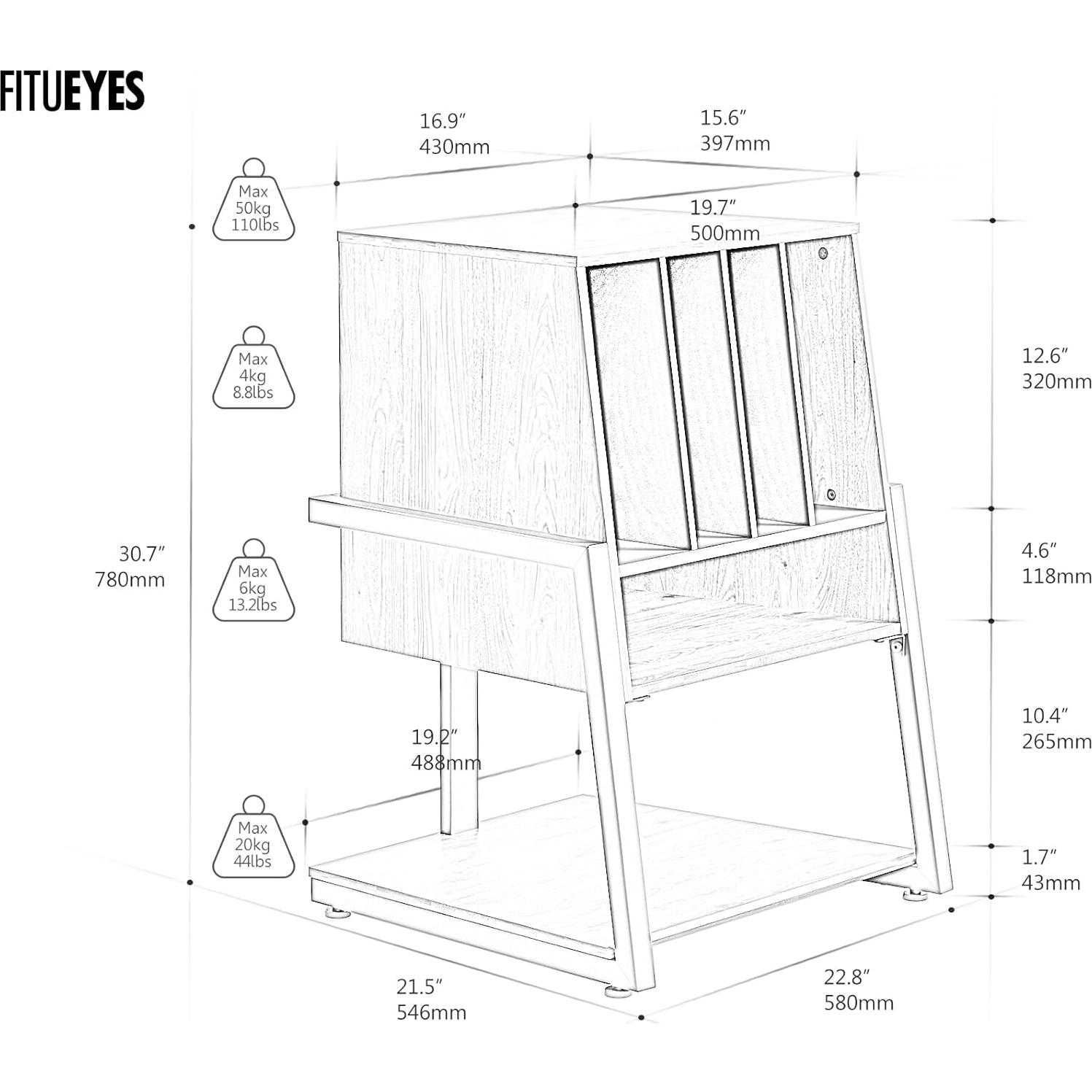 Soporte para Tocadiscos FITUEYES RSF051 con Almacenamiento 120 Discos