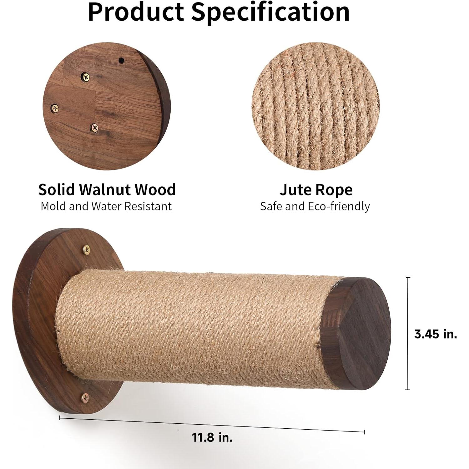 Estantes para Gatos FUKUMARU, Madera de Nogal, 30 cm, Paquete de 2