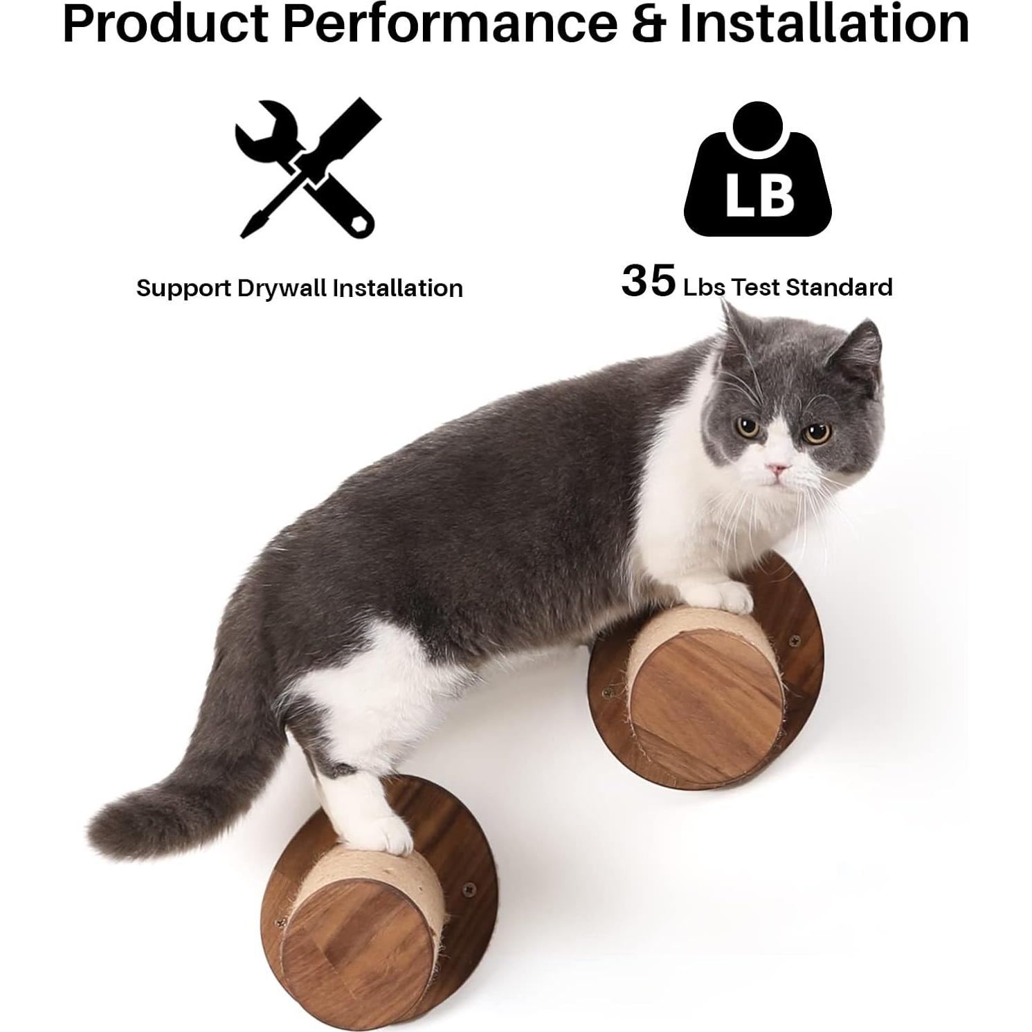 Estantes para Gatos FUKUMARU, Madera de Nogal, 30 cm, Paquete de 2