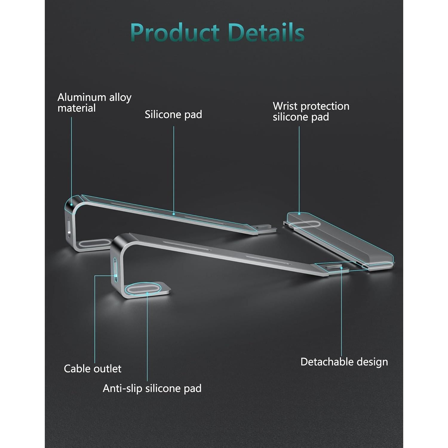 Soporte para Laptop JCZT Plata 10-17 Pulgadas Ergonómico