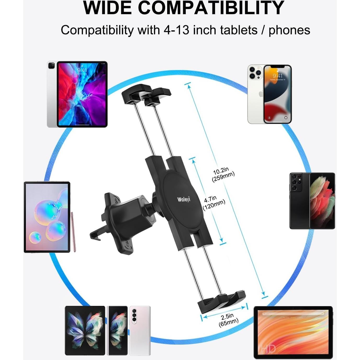 Soporte para Tablet en Coche Woleyi Ajustable 4.7-33 cm