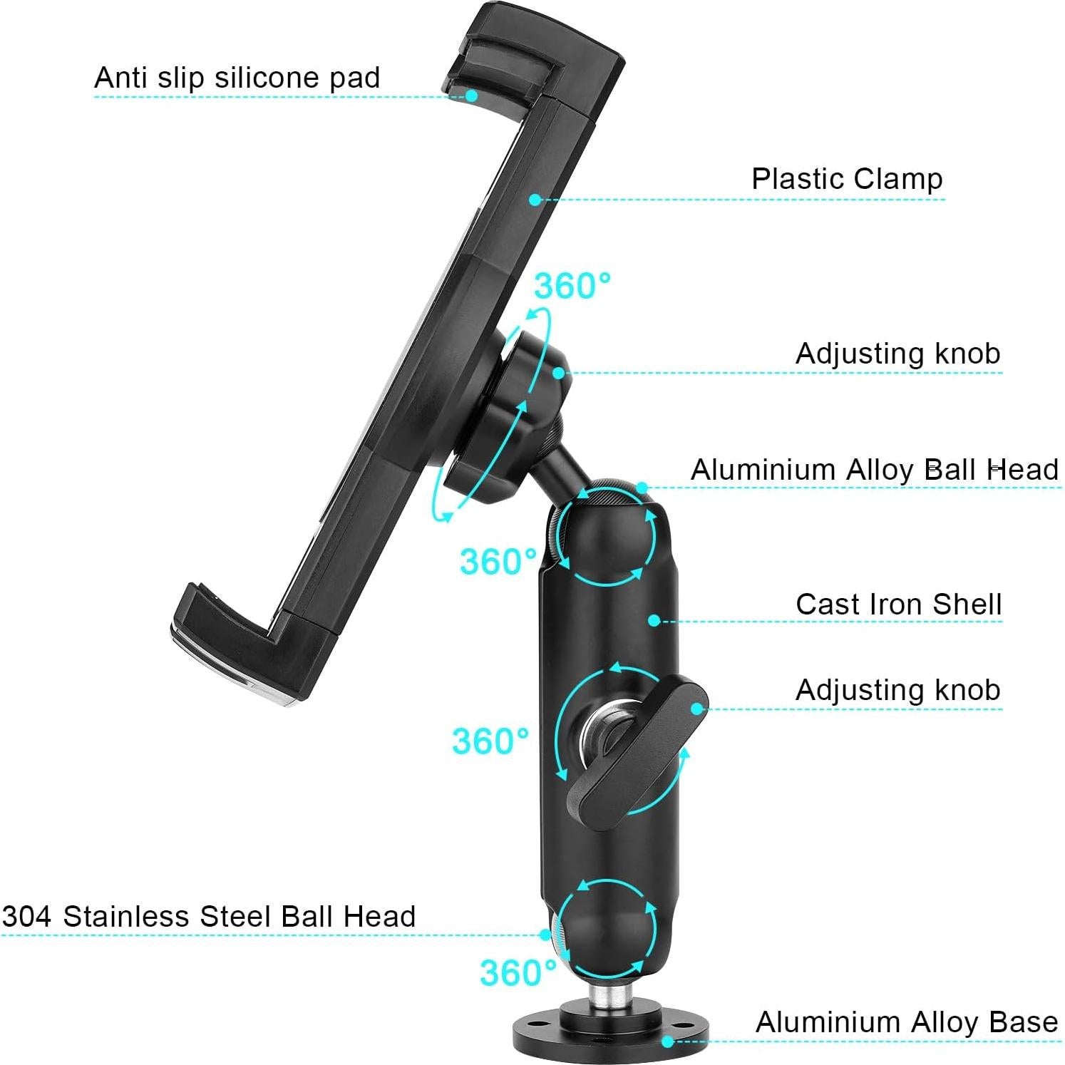 Soporte de Tablet iTODOS IT0223 para Coche y Pared 360°