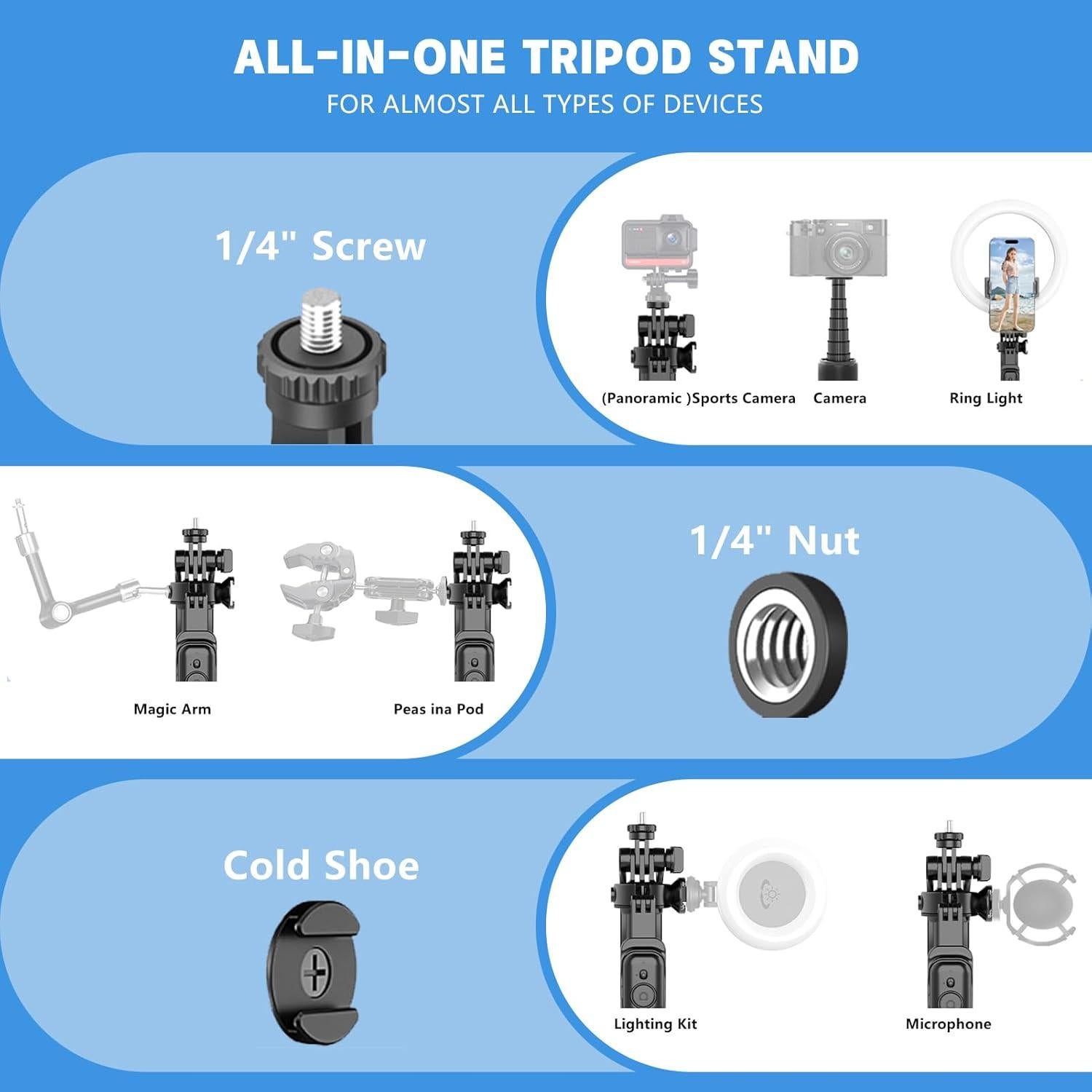 Trípode Extra Alto Fourpillars 203 cm con Control Remoto