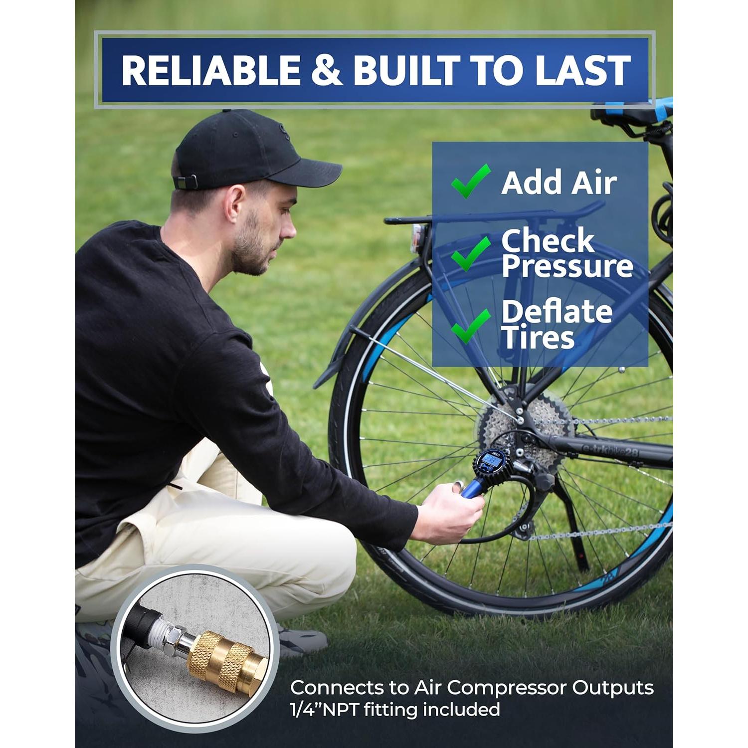 Inflador Digital de Neumáticos Gerchway con Manómetro 3-200 PSI