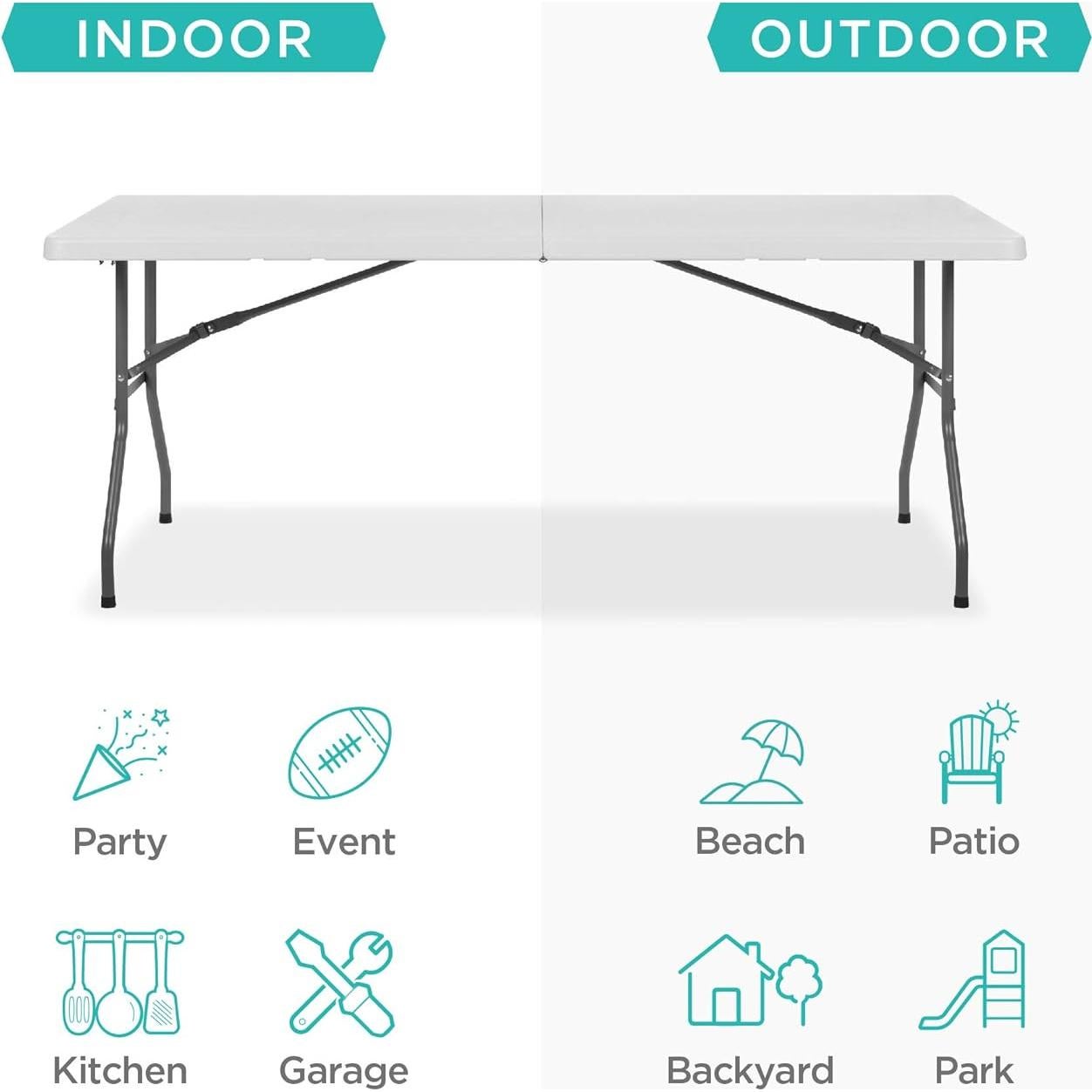 Mesa Plegable de Plástico 6 pies Mejor Opción Blanca