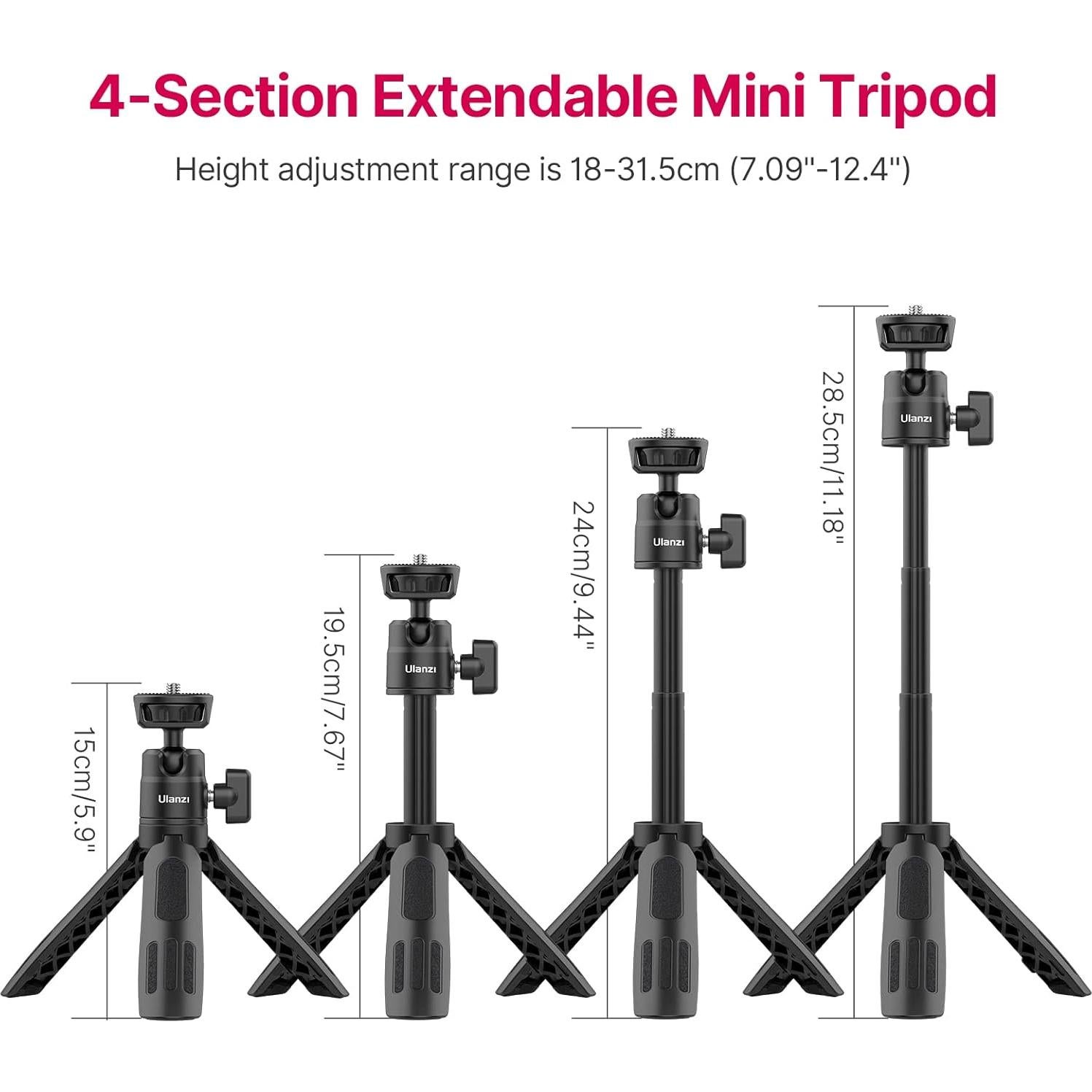 ULANZI M12 Trípode y Palo de Selfie Extensible 18-31.5cm