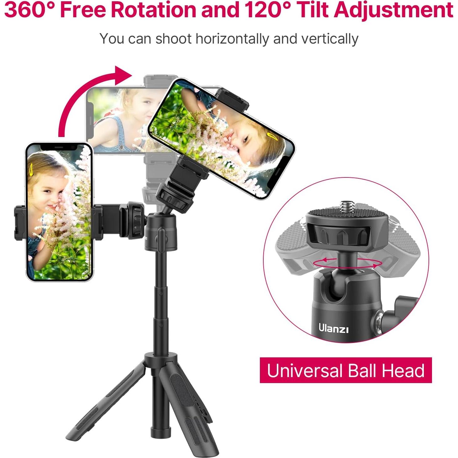 ULANZI M12 Trípode y Palo de Selfie Extensible 18-31.5cm