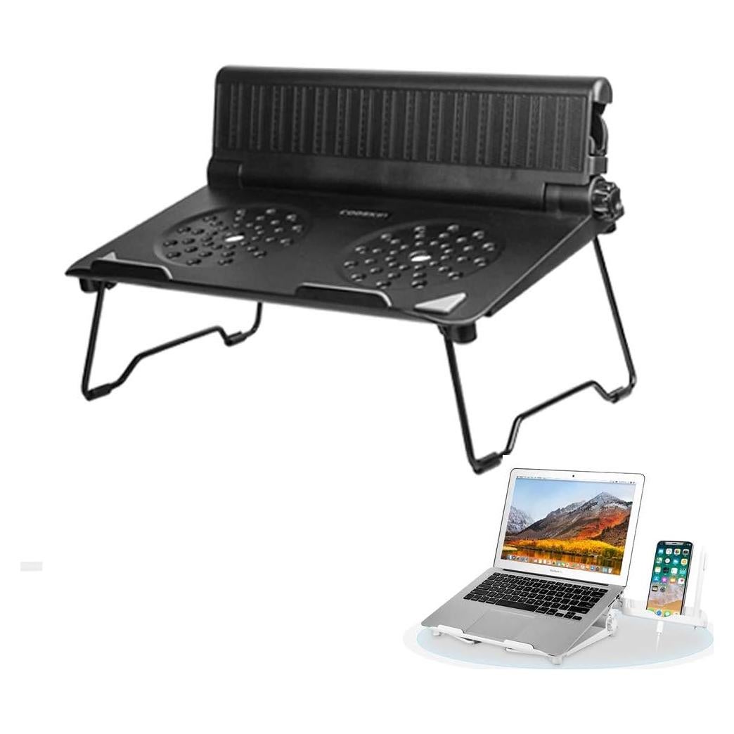 Soporte de Laptop COOSKIN Plegable y Ventilado 30x26cm Negro