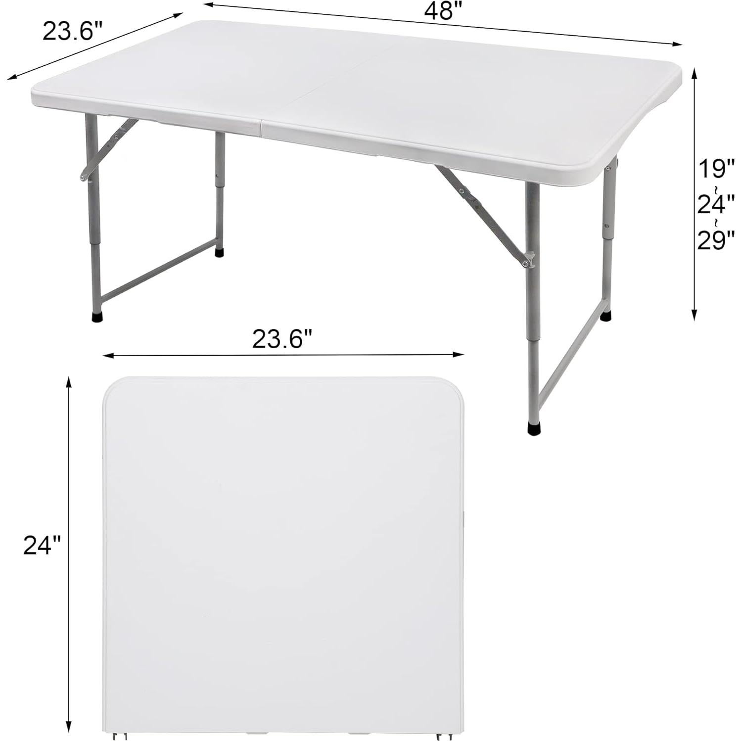 Mesa Plegable FORUP 4 pies Blanca, Resistente y Portátil