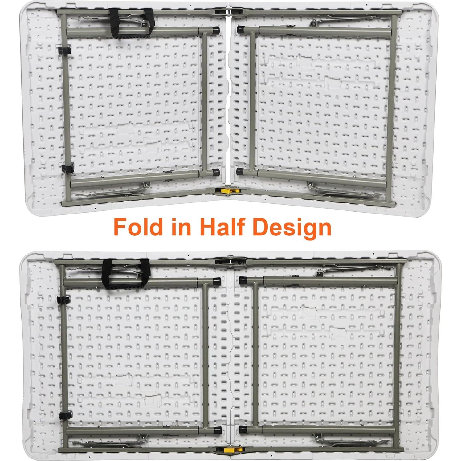 Mesa Plegable FORUP 4 pies Blanca, Resistente y Portátil