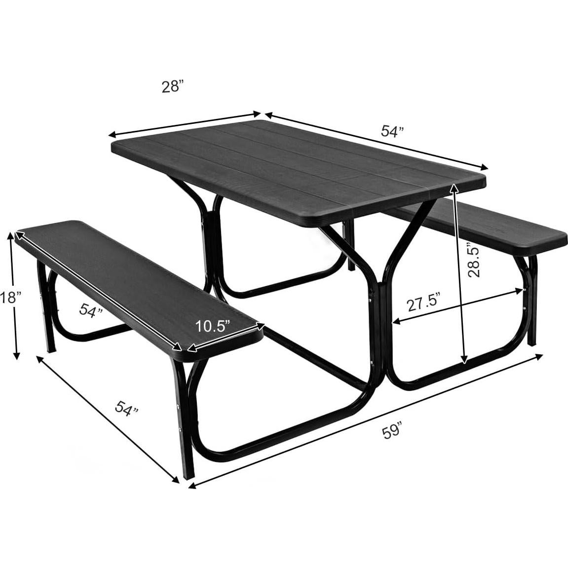 Mesa de Picnic MEDIMALL con Banco, Resistente al Clima