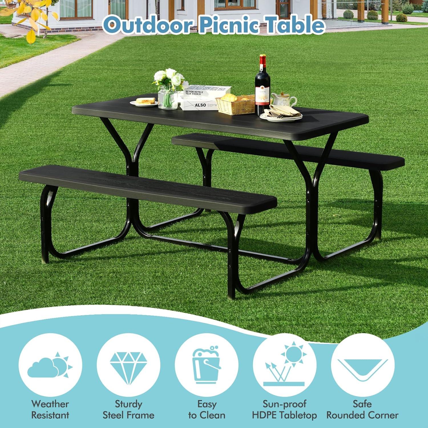 Mesa de Picnic MEDIMALL con Banco, Resistente al Clima