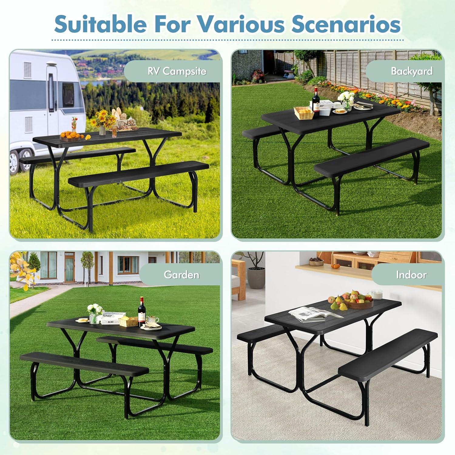 Mesa de Picnic MEDIMALL con Banco, Resistente al Clima