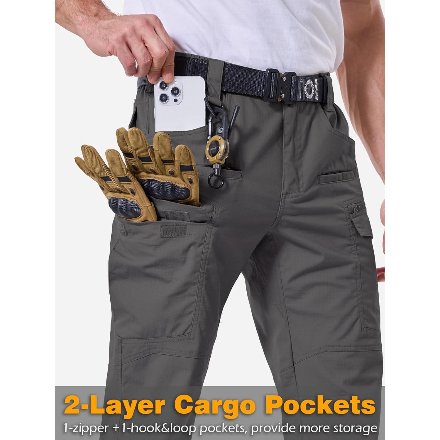 Pantalones Tácticos CARWORNIC Hombre Ripstop 30W x 76L 11 Bolsillos