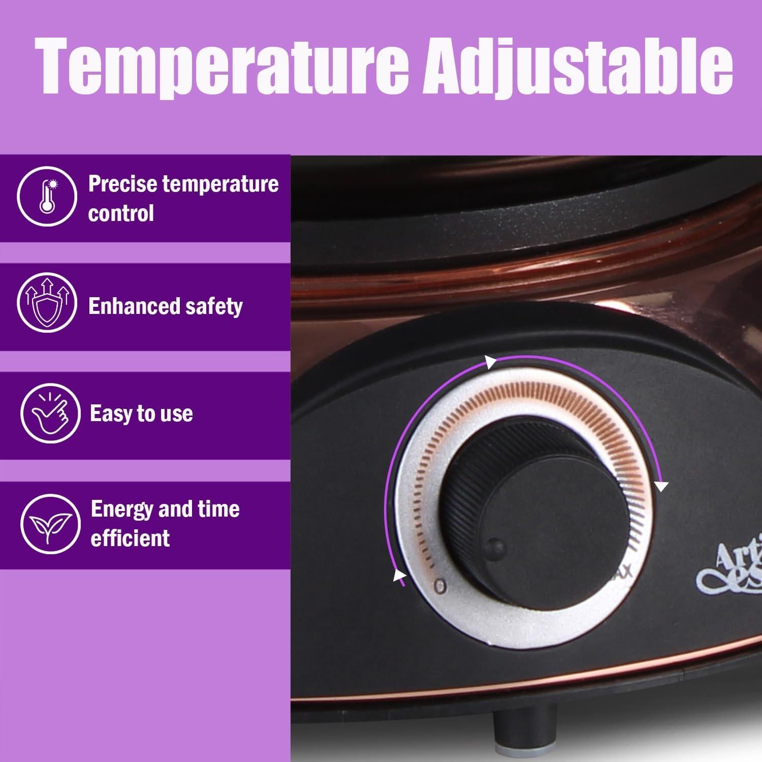 Olla de Fondue Eléctrica Artestia 2QT Cerámica 1500W Negra