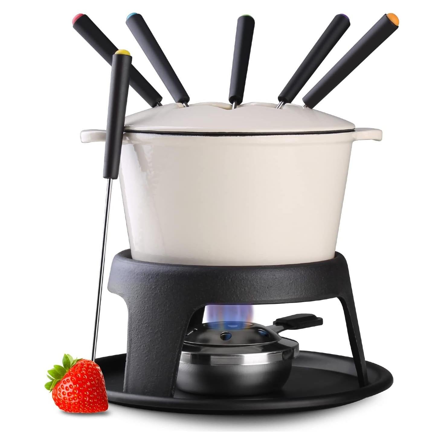 Juego de Fondue Artestia de Hierro Fundido 11 Piezas Blanco