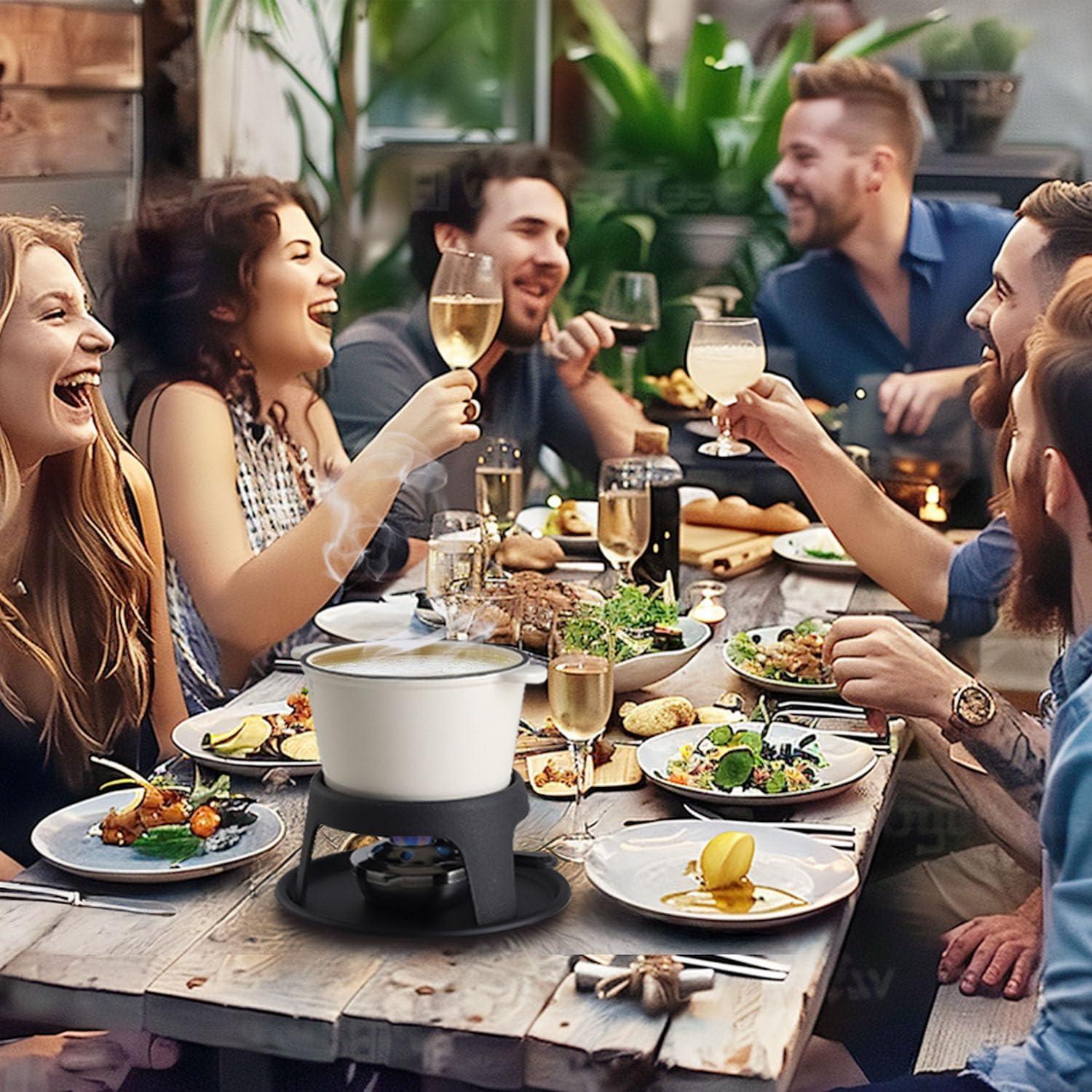 Juego de Fondue Artestia de Hierro Fundido 11 Piezas Blanco