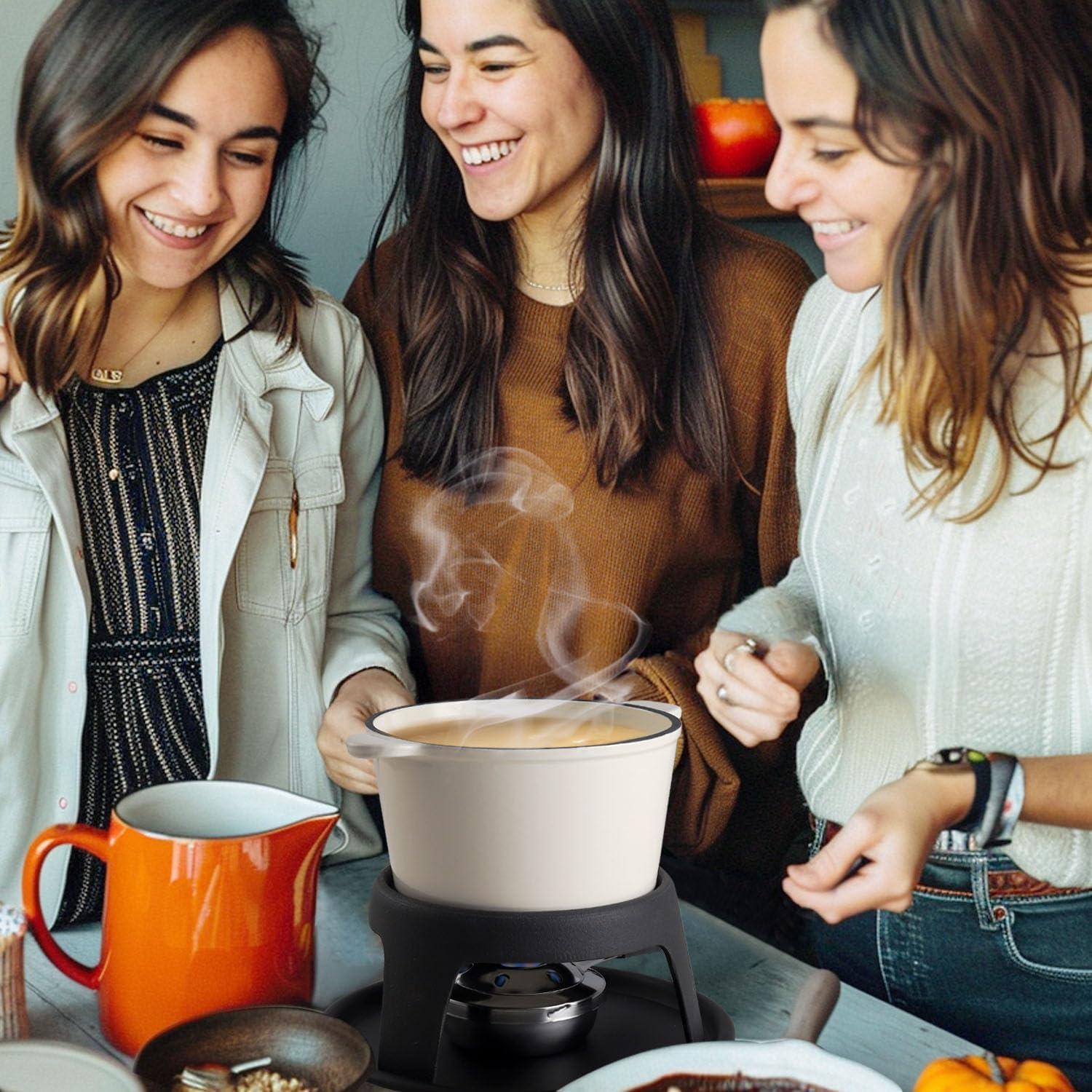 Juego de Fondue Artestia de Hierro Fundido 11 Piezas Blanco