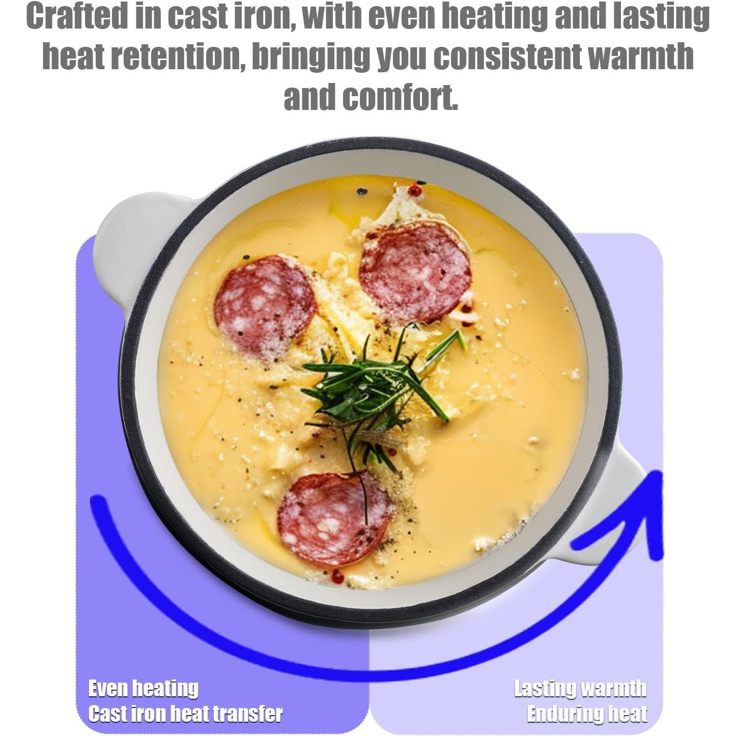 Juego de Fondue Artestia de Hierro Fundido 11 Piezas Blanco