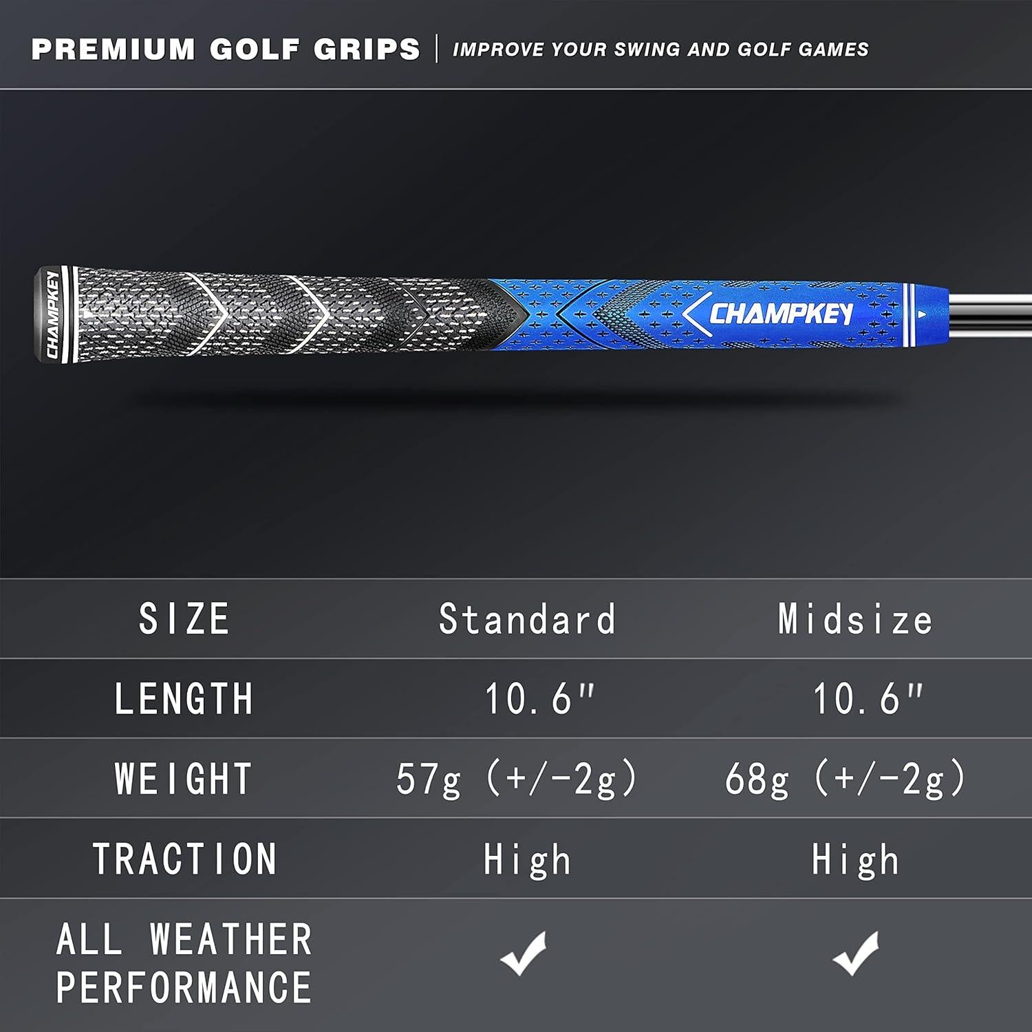 Agarres de Golf CHAMPKEY 13 Piezas con Solvente y Cuchilla