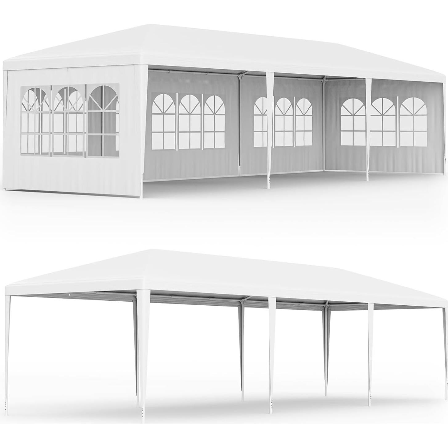 Carpa de Fiesta Tangkula 3.05x9.14m Blanca con 6 Paredes