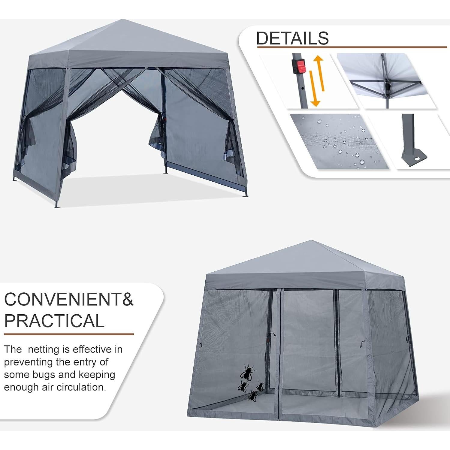 Toldo Plegable MASTERCANOPY 3x3m con Mosquitera Gris