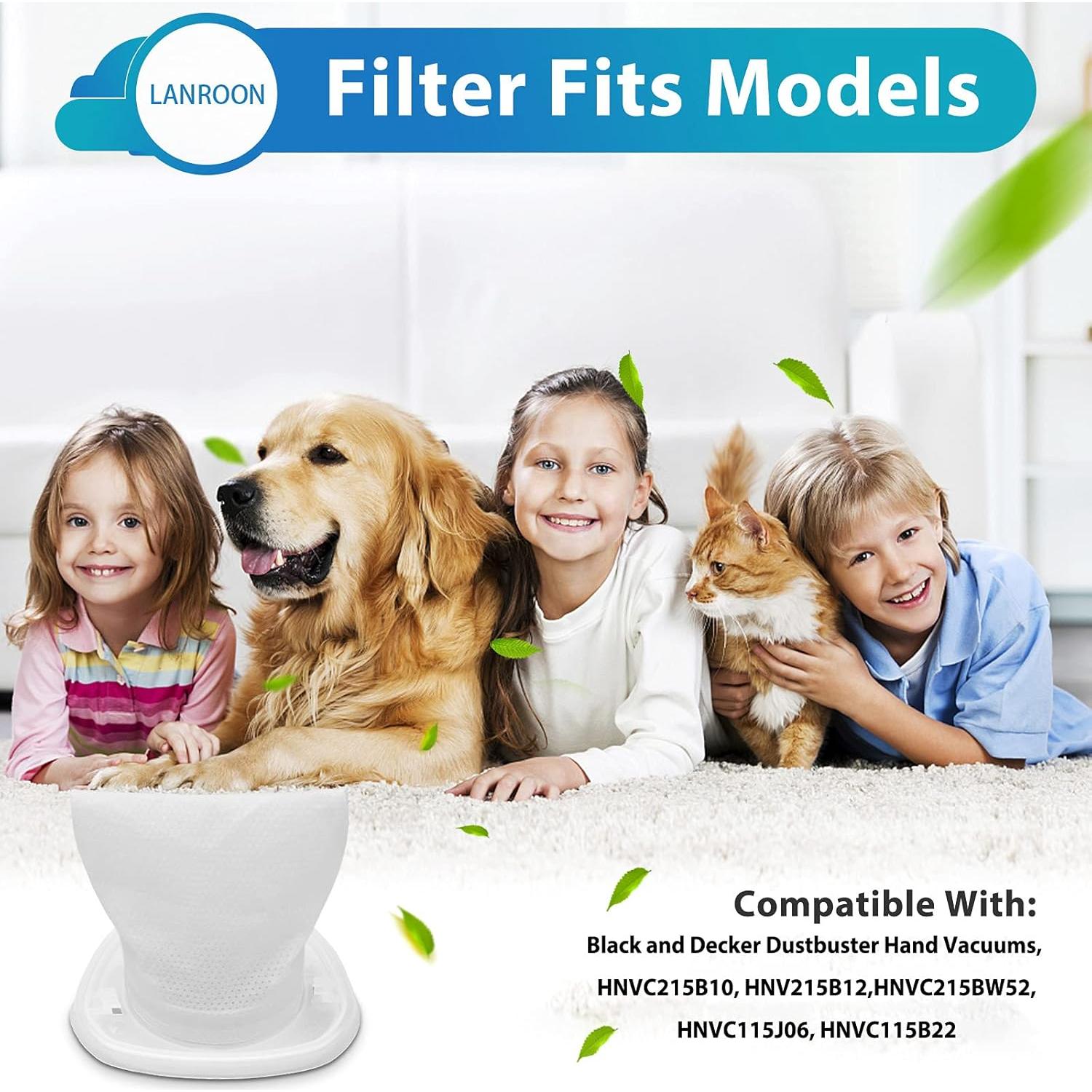 Filtro HNVCF10 LANROON para Aspiradoras Black and Decker - 6 Pzs