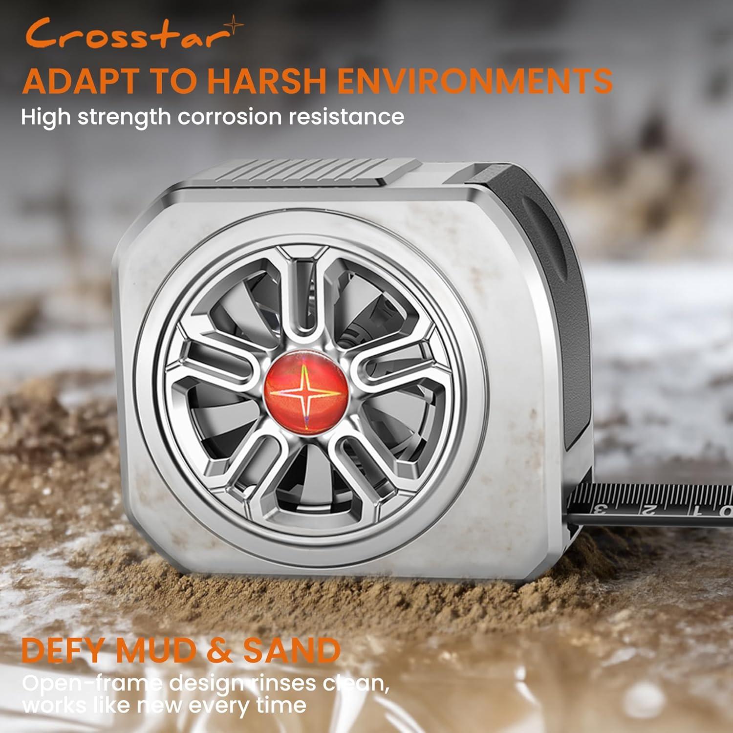 Cinta Métrica Autocierre Crosstar 4.9m Acero Inoxidable Impermeable