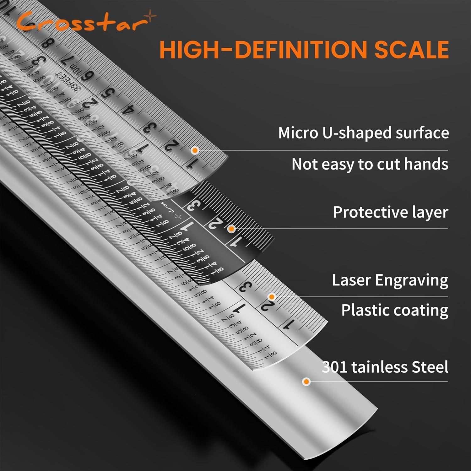 Cinta Métrica Autocierre Crosstar 4.9m Acero Inoxidable Impermeable
