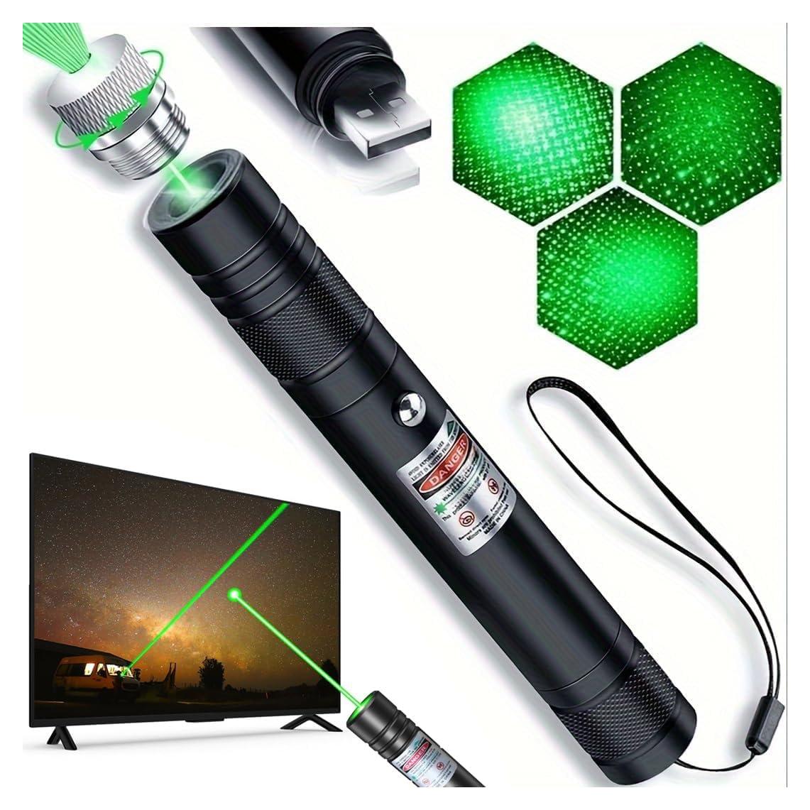 Puntero Láser Verde Recargable Damflew - 15.24 cm, USB