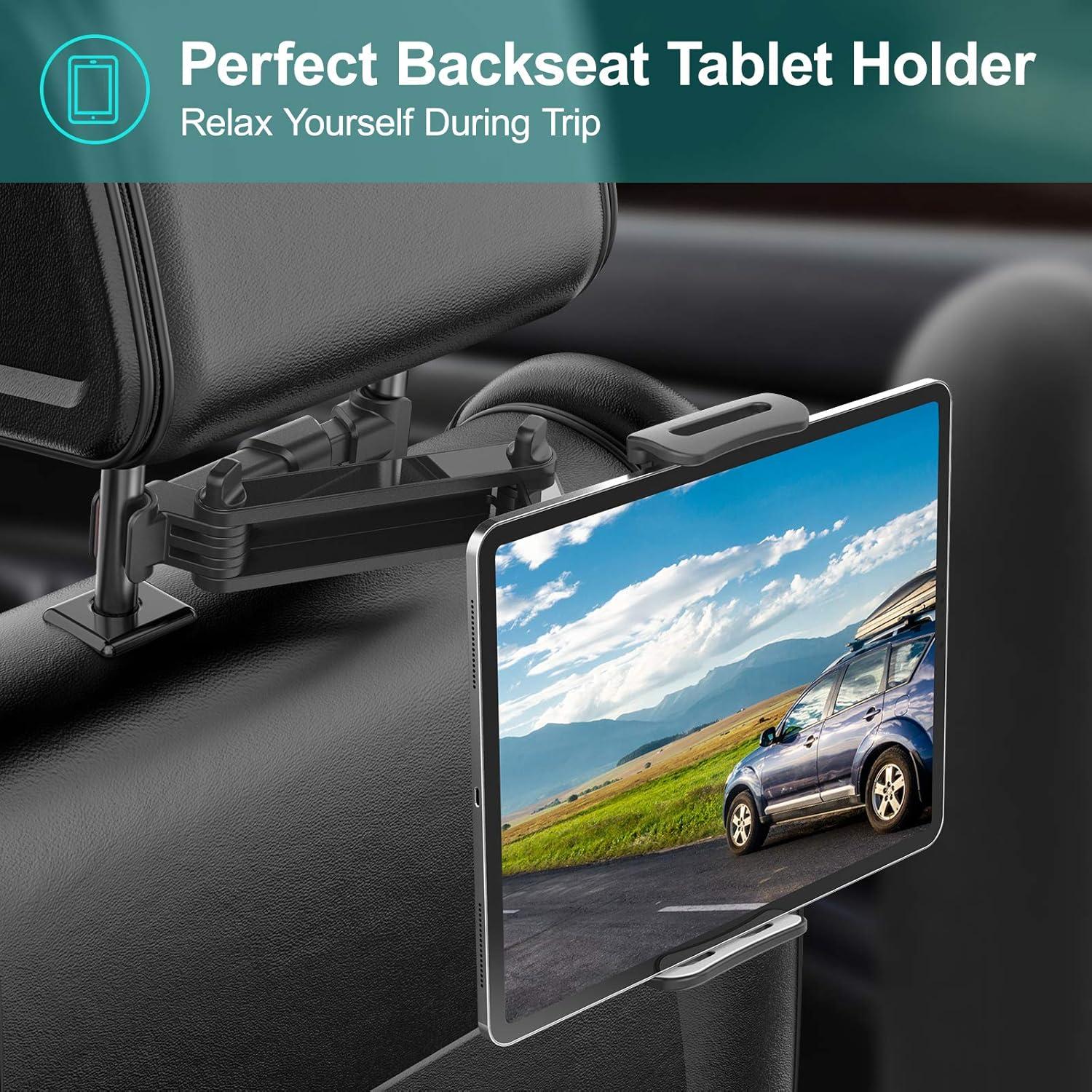 Car Headrest Mount, Tablet Headrest Holder, Car Backseat Seat Mount Holder Universal 360° Rotating Adjustable for 6"-10.5" Tablet iPad iPad Air iPad mini,Samsung Galaxy