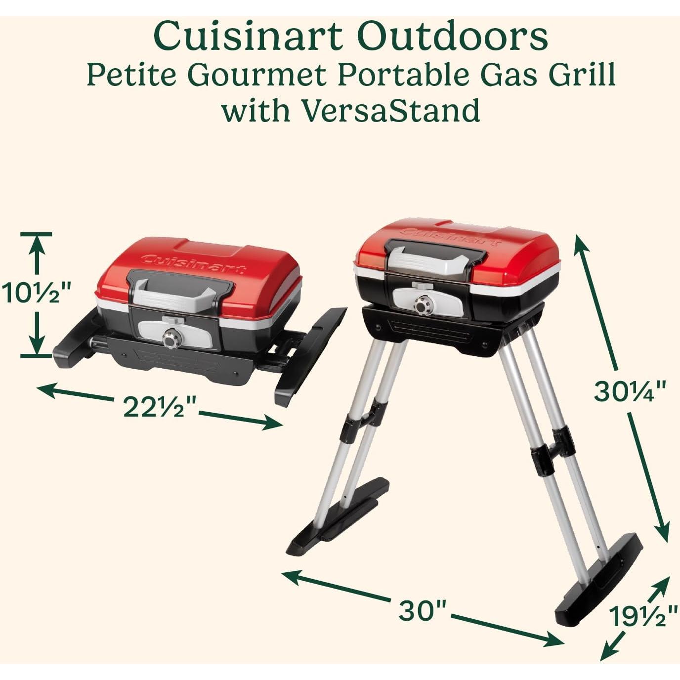 Parrilla de Gas Portátil Cuisinart CGG-180 con VersaStand 5500 BTU