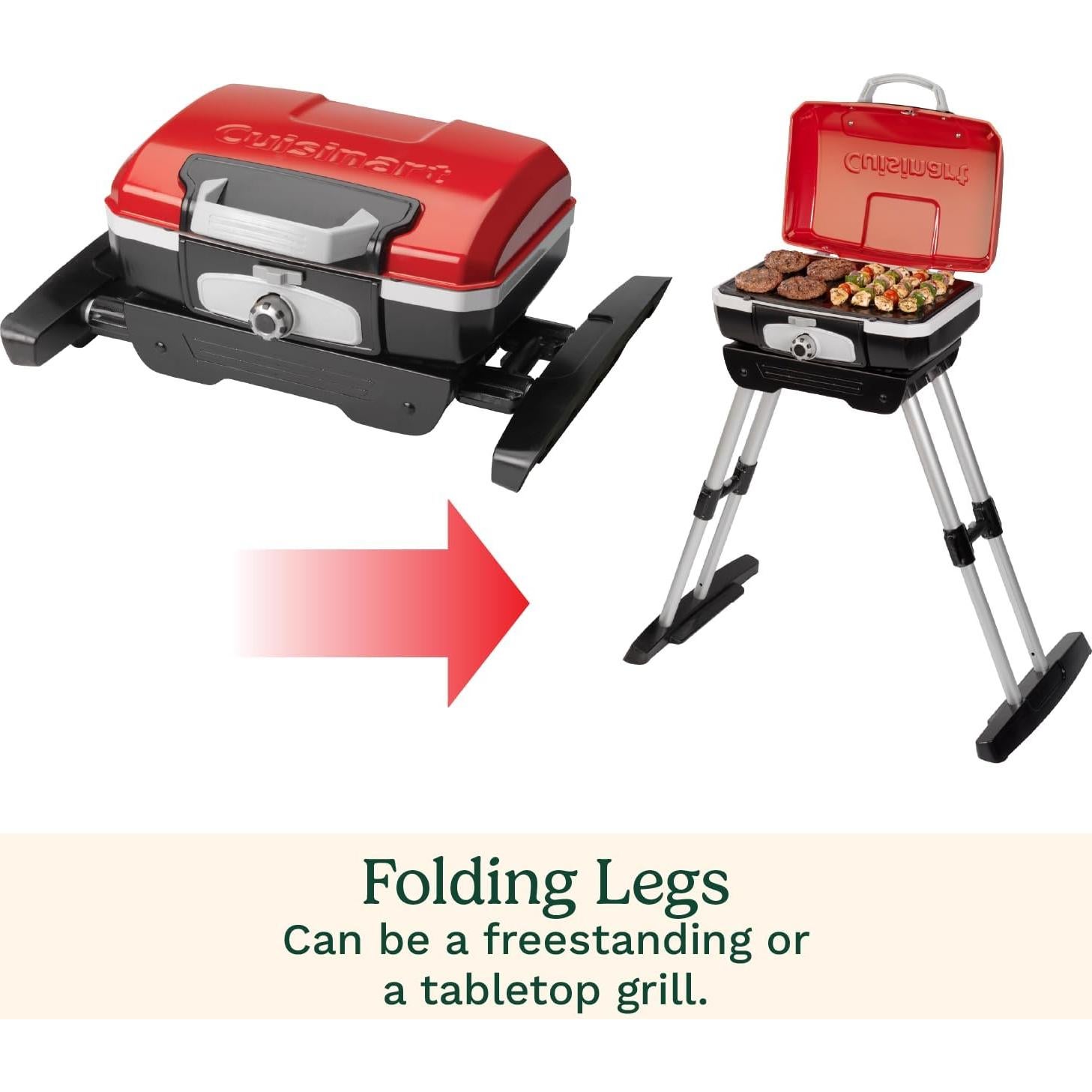 Parrilla de Gas Portátil Cuisinart CGG-180 con VersaStand 5500 BTU