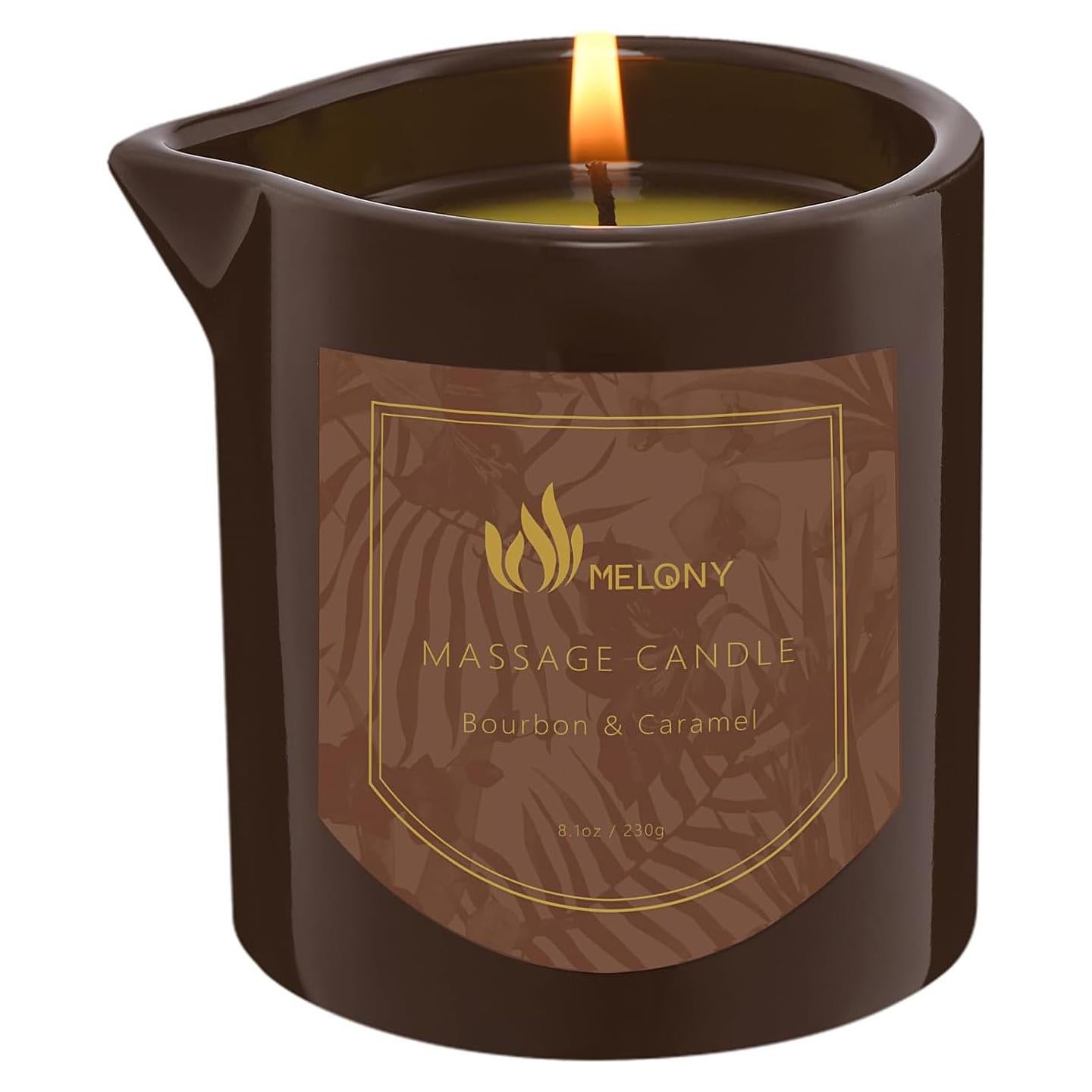 Candle de Masaje MELONY 230g - Hidratante Aromático Bourbon y Caramelo