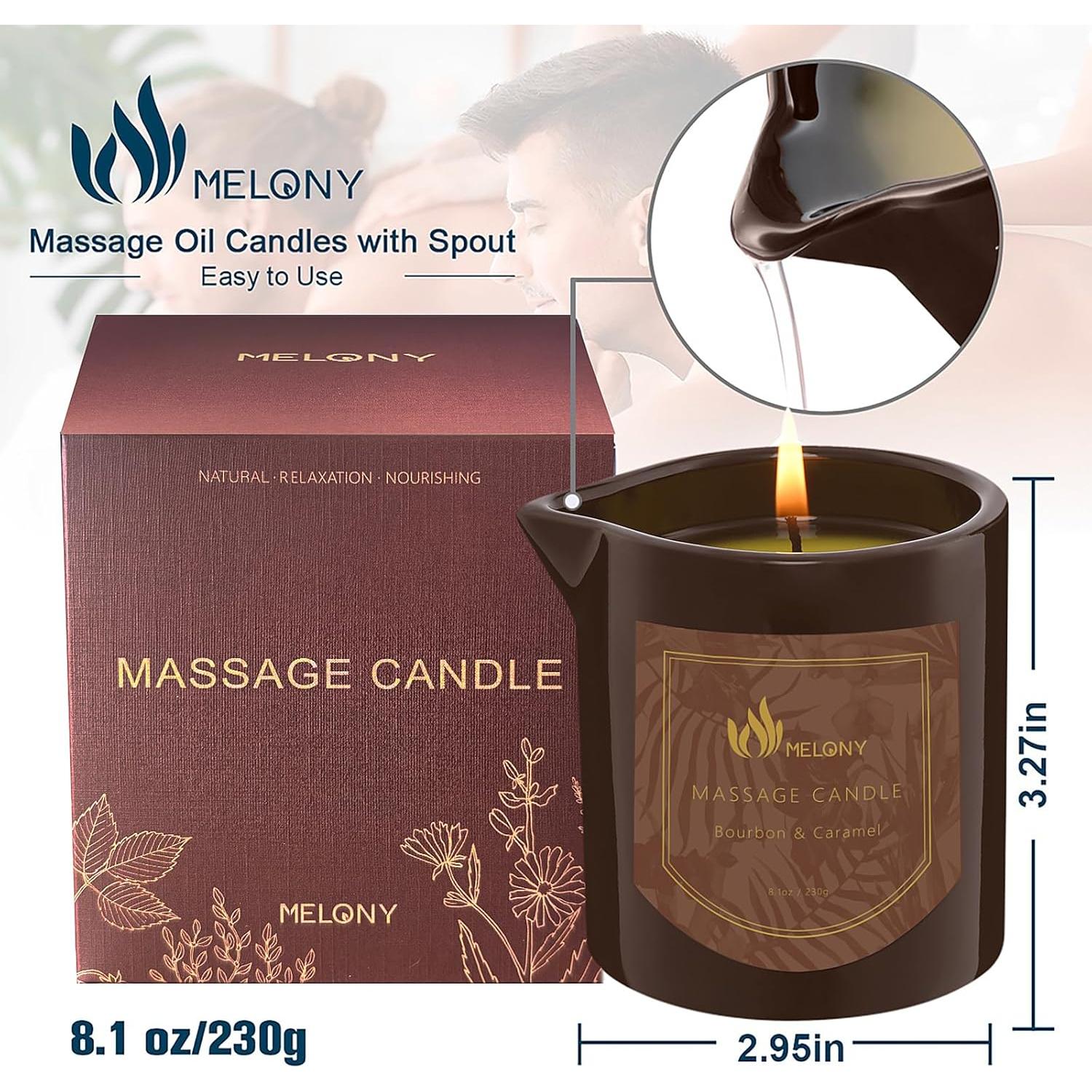 Candle de Masaje MELONY 230g - Hidratante Aromático Bourbon y Caramelo
