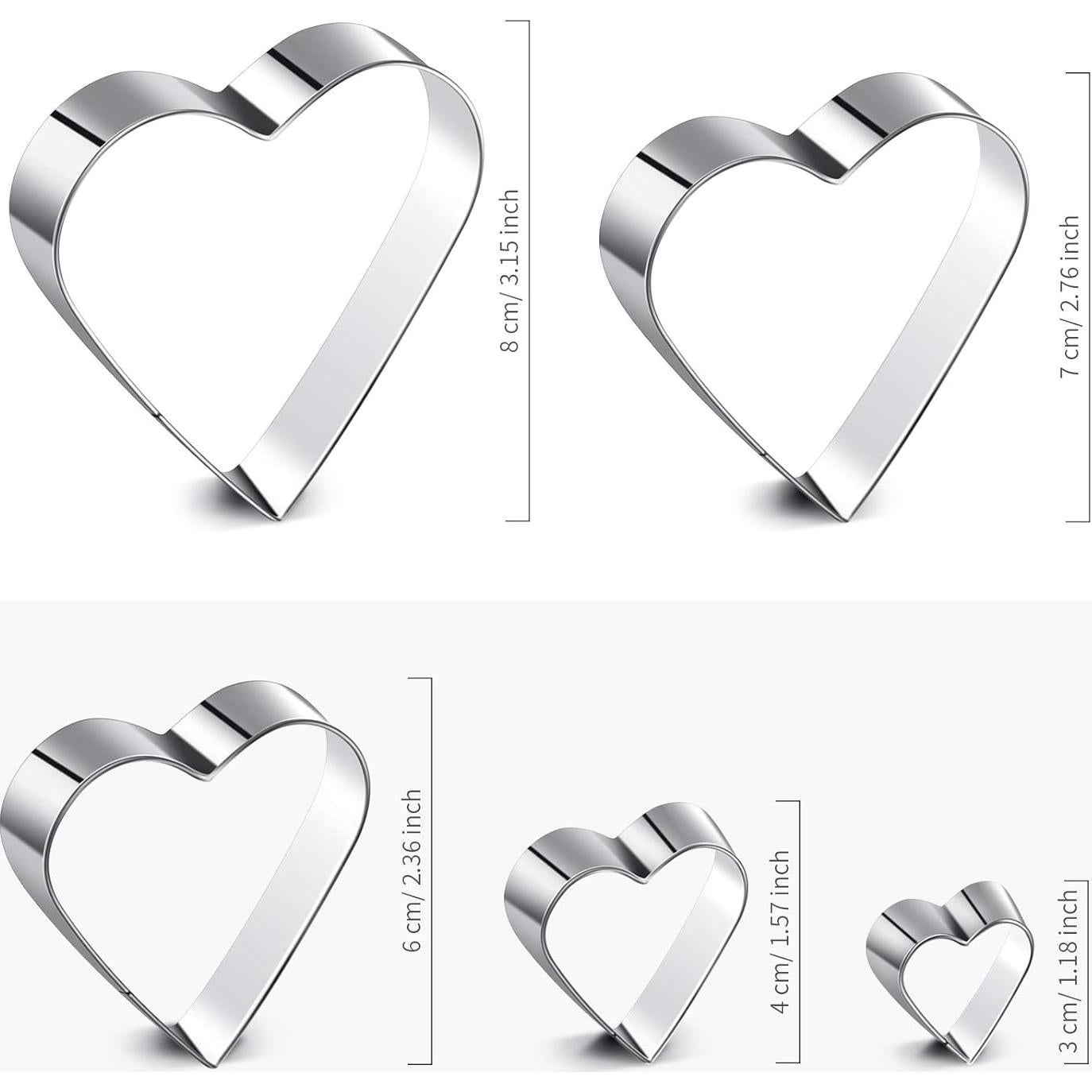 Juego de Cortadores de Galletas Corazón Patelai 5 Piezas Acero Inoxidable