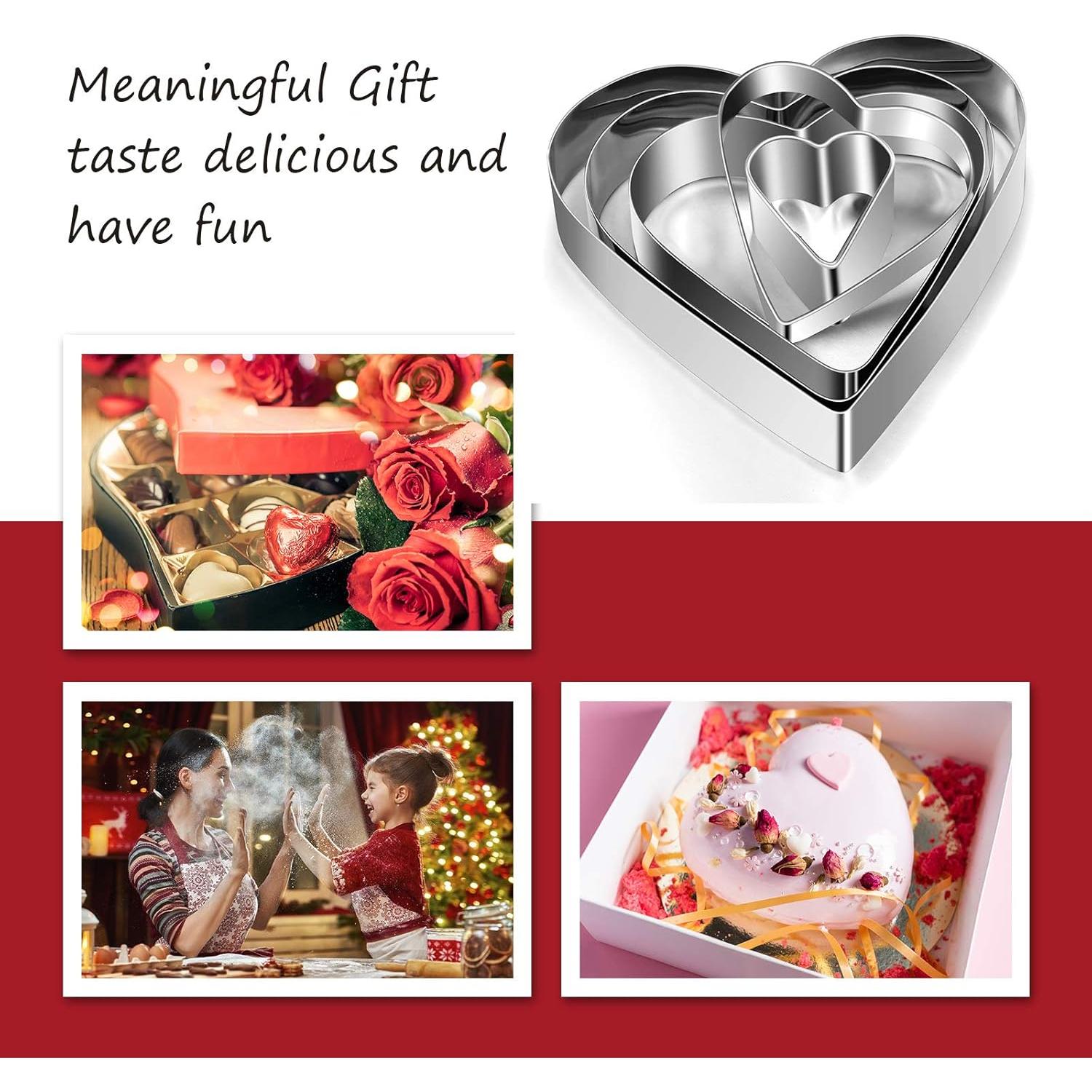 Juego de Cortadores de Galletas Corazón Patelai 5 Piezas Acero Inoxidable