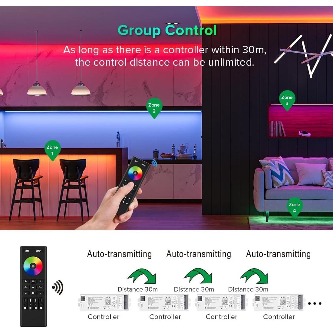 Controlador LED PWM WiFi 5 en 1 WB5 12-24V RGB CCT