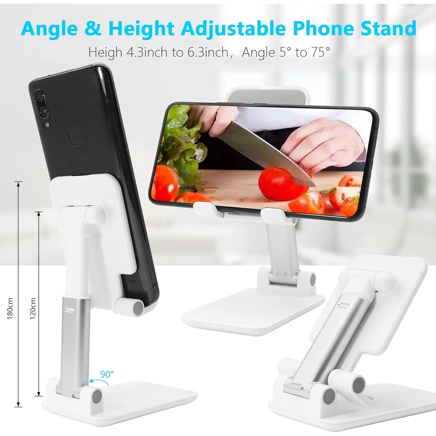 Soporte Plegable para Teléfono Móvil Ajustable Blanco